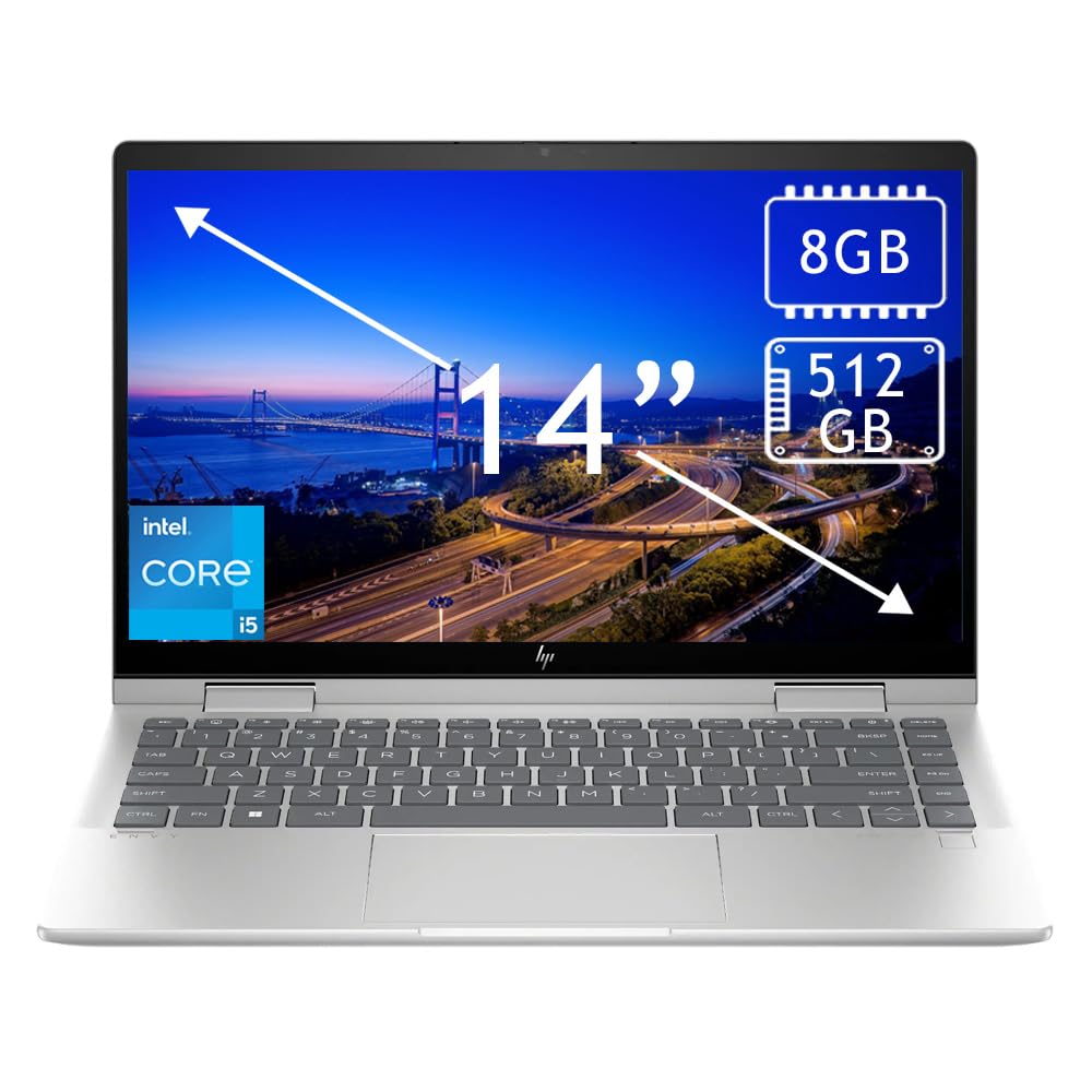 لپ تاپ HP Tuners Envy X360 14-es1013dx با نمایشگر لمسی IPS FHD 14 اینچی، اینتل کور 5-120U، 8GB رم، 512GB حافظه داخلی SSD، گرافیک Intel Iris Xe، ویندوز 11، اثرانگشت، رنگ نقره ای انگلیسی