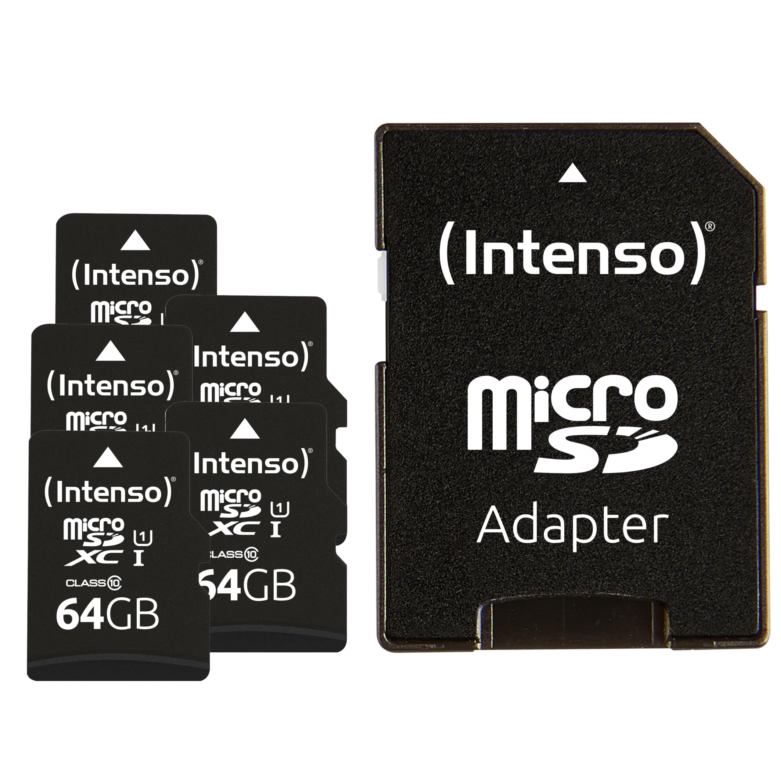 کارت حافظه Intenso Premium microSDXC 5X 64GB Class 10 UHS-I با آداپتور SD (تا 90 مگابایت بر ثانیه) سیاه 5 x 64 گیگابایت UHS-I Premium SDXC