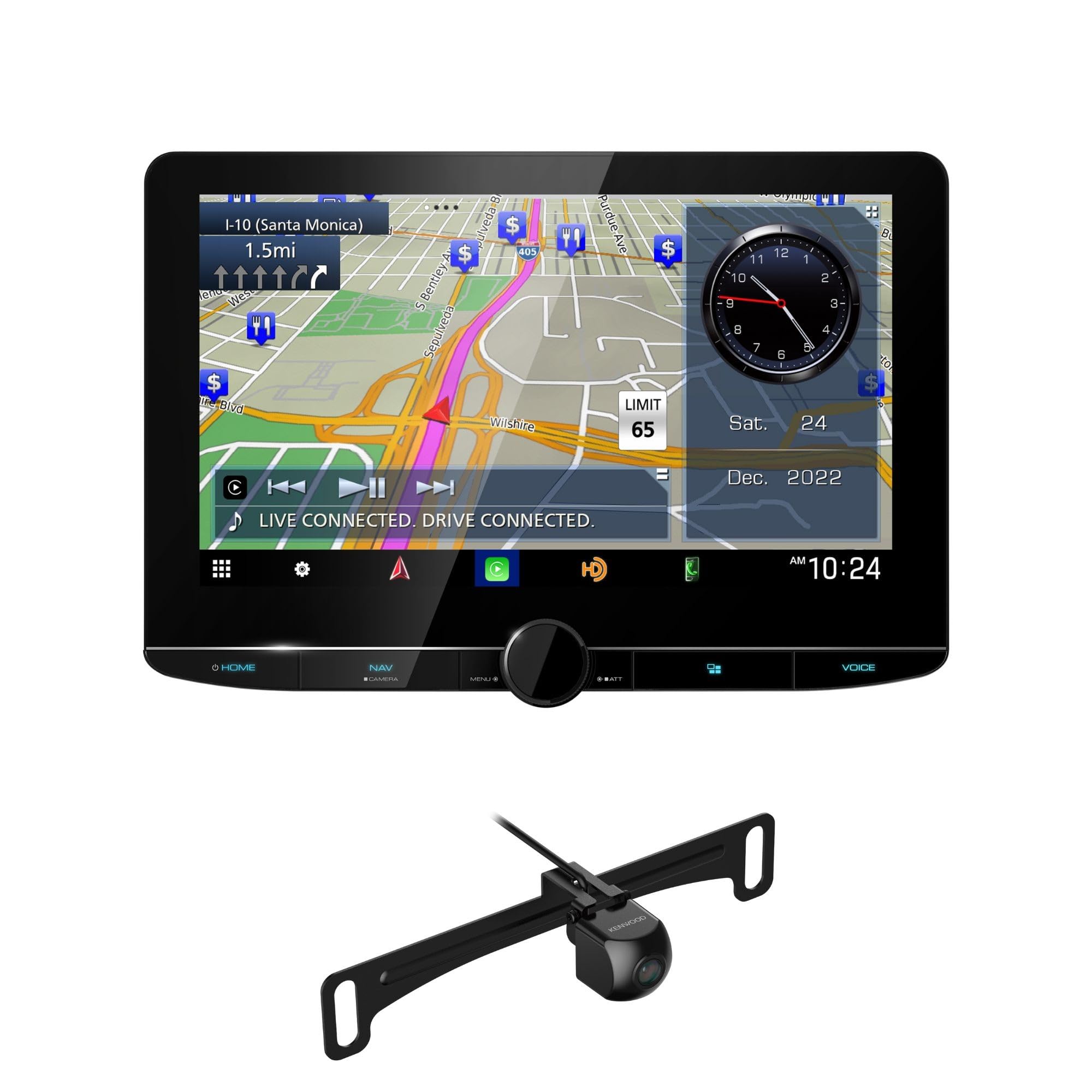 KENWOOD DNR1007XR اکسلون 10.1 اینچ ناوبری با کیفیت بالا مخصوص اتومبیل همراه با  دستگاه پخش استریویی  و دوربین گشتاور یونیورسال KENWOOD CMOS-240U