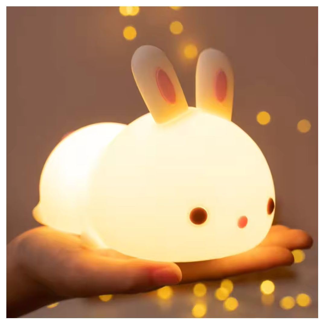 چراغ شب کودکان خرگوش ناز، LED، سیلیکون، با باتری، قابل حمل، برای اتاق خواب، مهد کودک، کودک، نوزاد