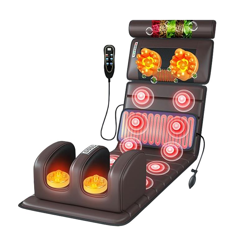 LASOLEST Full Body Massage Chair Pad برای کاهش درد گردن و پشت, قابل تاشو با پشتی کمری و ماساژ پا