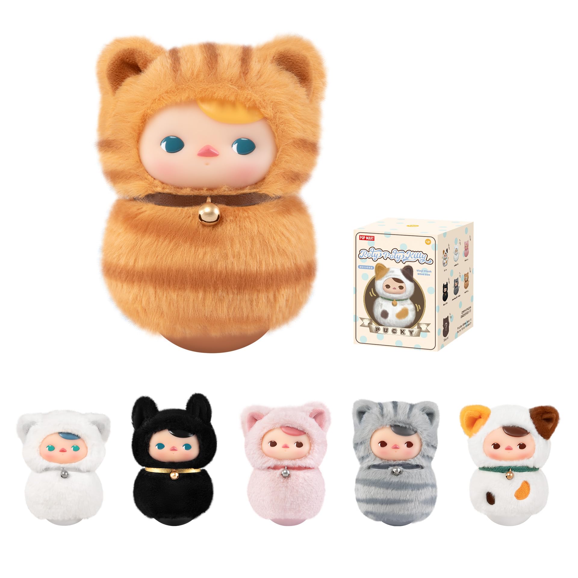 POP MART PUCKY سری Roly-Poly Kitty - جعبه ناگهانی پر از پلاستیک و پلاش, شکلات ناگهانی PUCKY, ارقام جعبه ناگهانی, اسباب بازی های جمع آوری شده با طراحی تصادفی, تزئینات خانه, هدایای تولد و تعطیلات, جعبه تک Pucky Roly-poly Kitty - پلاستیک و پلاش.