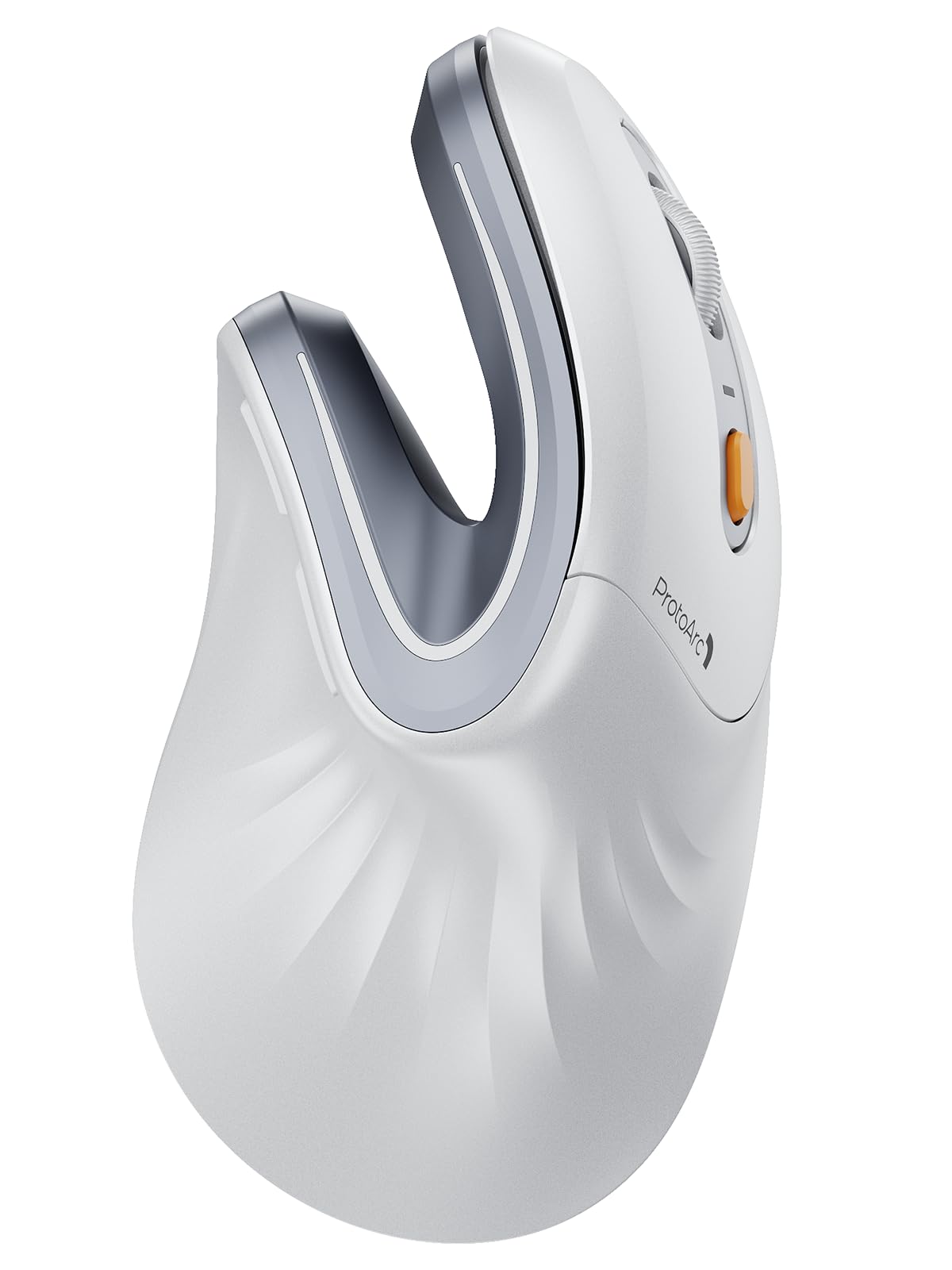ProtoArc EM11 NL Ergonomic Vertical Mouse, Wireless Rechargeable Mouse with 3 Devices (Bluetooth + Bluetooth + USB), Vertical Wireless Mouse for Computer, iPad, Mac, Windows Silver Gray