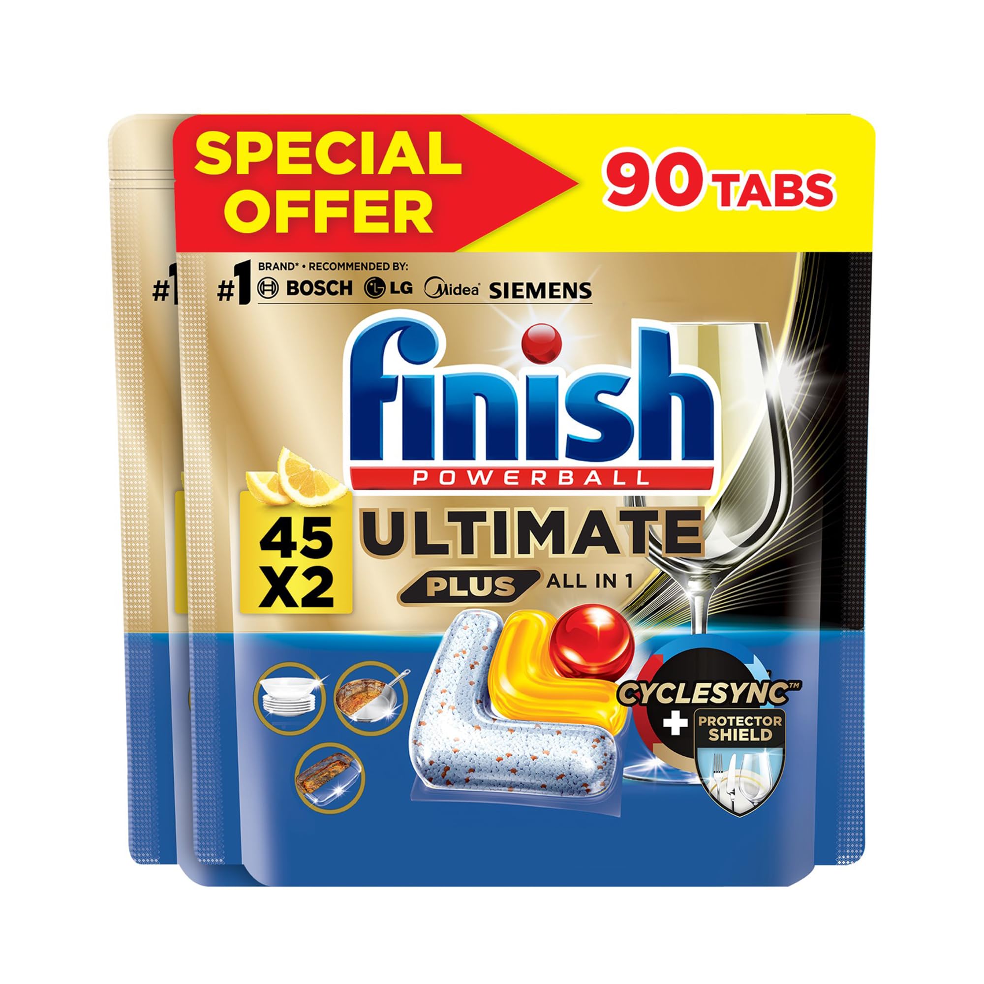 ترجمه:  
مایع ظرفشویی قدرتمند Finish Powerball Ultimate Plus، بوی لیمو، 45 تبلت در هر بسته، 2 بسته (45 تبلت هر کدام)