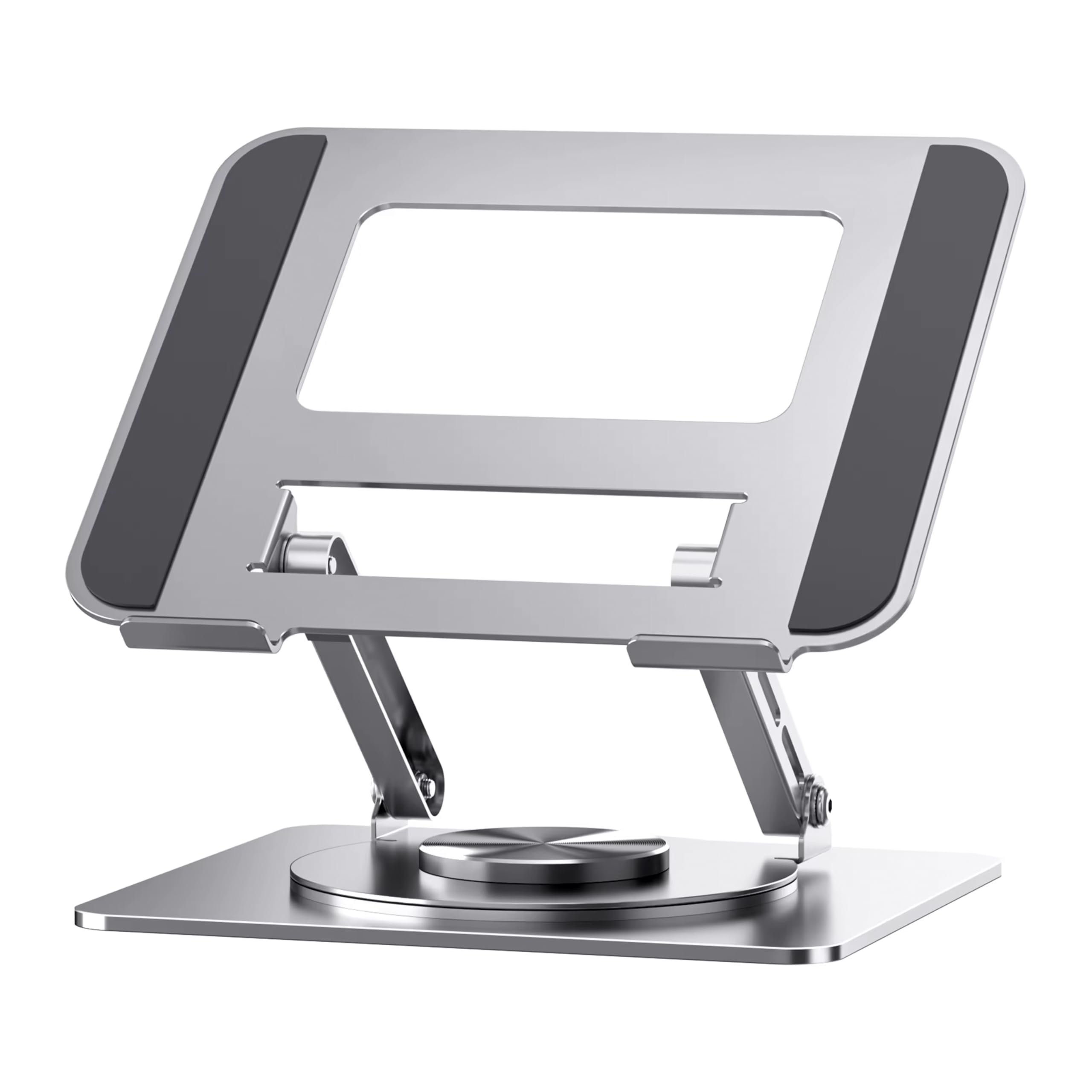 استند چرخشی لپ تاپ PEGANT برای میز، 360 درجه قابل تنظیم، قابل حمل و تاشو ارگونومیک از فولاد برای لپ تاپ 10-16 اینچی، نگهدارنده نوت بوک سبک برای خانه و دفتر کار، سازگار با مک بوک دل اچ پی نقره ای - فولاد
