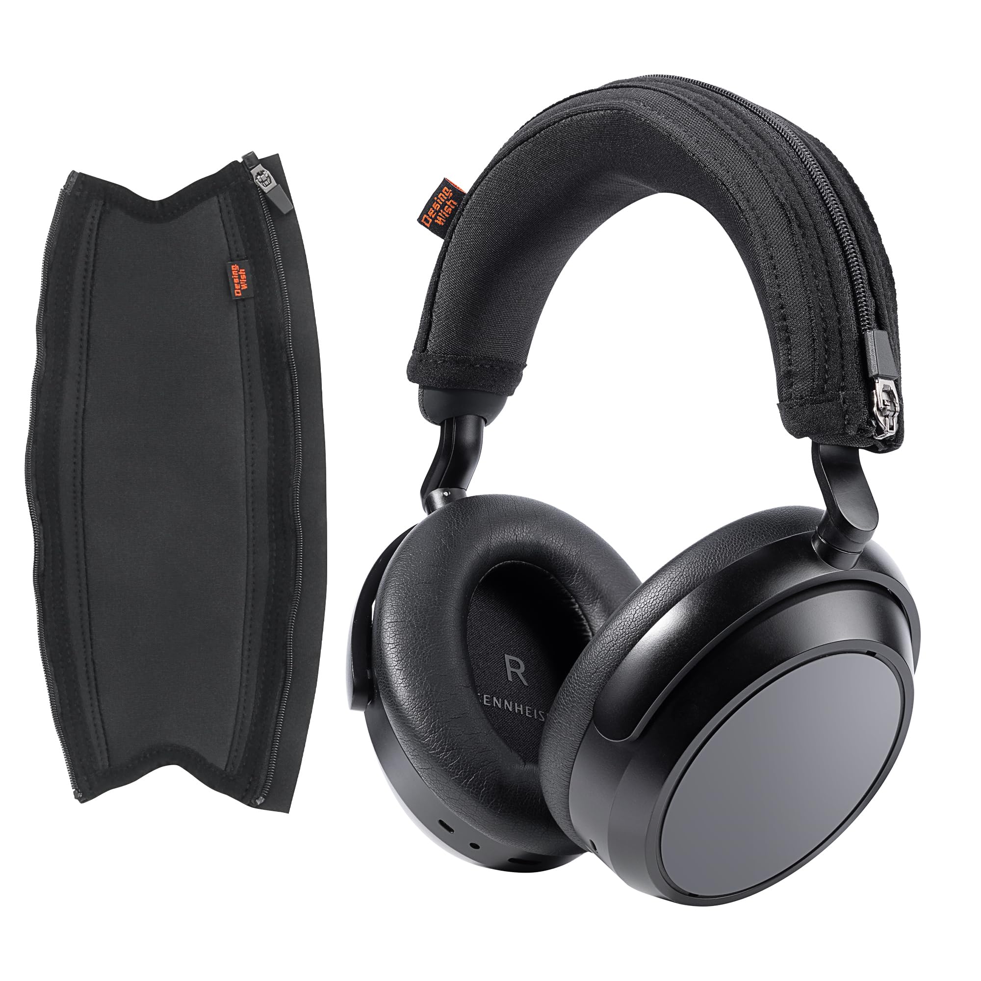 پوشاك محافط Desing Wish Momentum 4 سازگار با هدفون Sennheiser Momentum 4 ضخيم ترين پارچه ورزشي رويه‌ي جايگزين بند سري هدفون بند سري محافظ (مشكي)