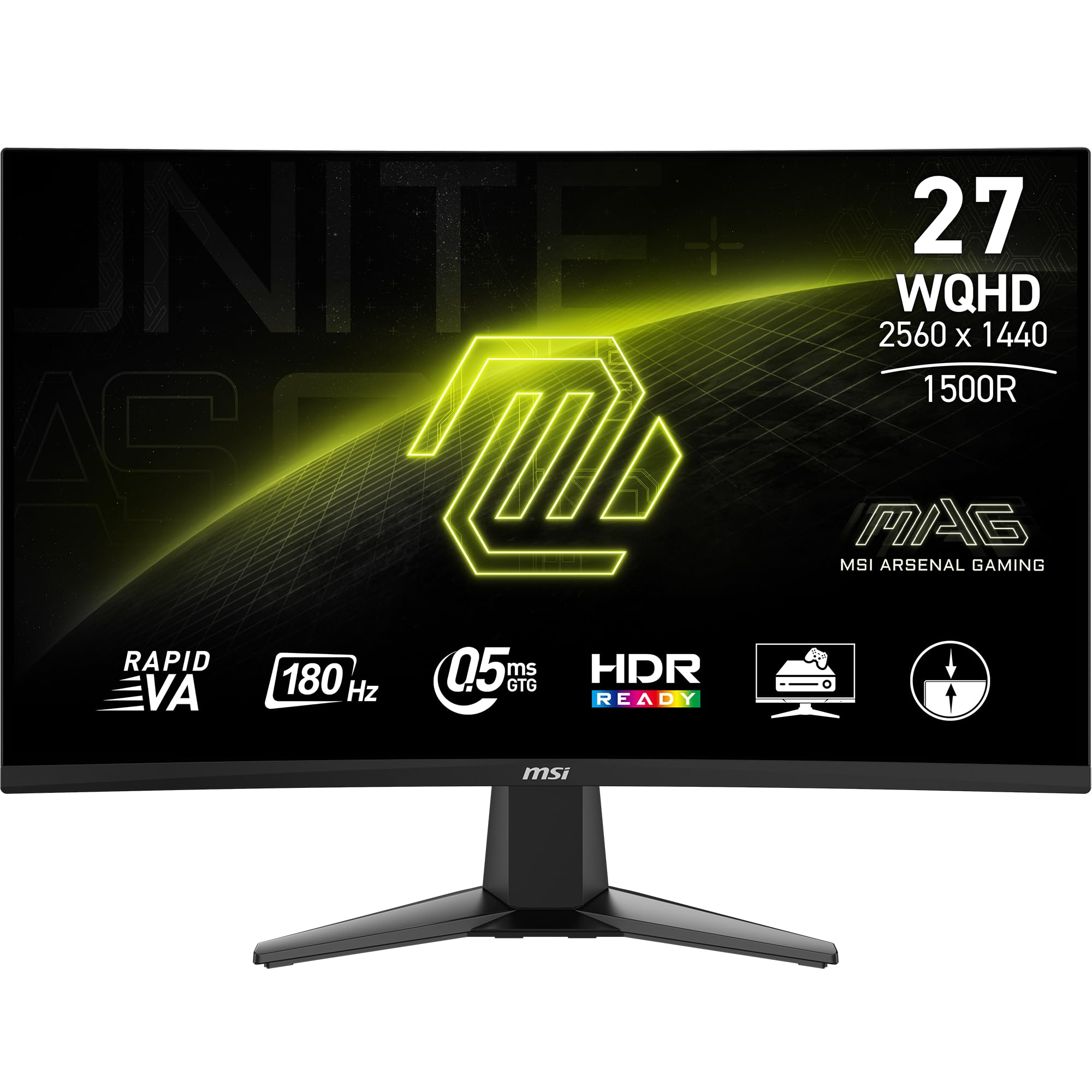 مانیتور کامپیوتر MSI MAG 27CQ6F 27 اینچ با رزولوشن 2560 x 1440 (QHD)، 180Hz، Adaptive-Sync، آماده‌ی HDR، پورت HDMI، پورت VGA، پورت Display Port، قابل نصب VESA، تیلت، بلندگو، زمان پاسخ‌دهی 0.5ms، رنگ مشکی MAG 27CQ6F (مدل جدید)