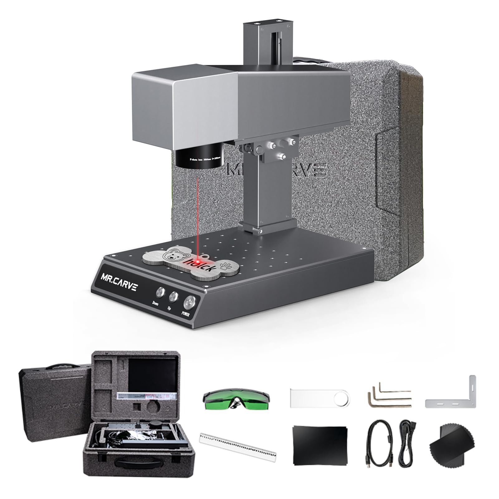 میستر. Carve M1 Pro نقاش میزی حکاکی نشان زنی دستگاه حکاکی پشتیبانی از کنترل اپلیکیشن سرعت بالا برای تمامی فلزات جواهرات مناسب برای خانه DIY لوگو پرینتر صنعتی دستگاه پلاگ US