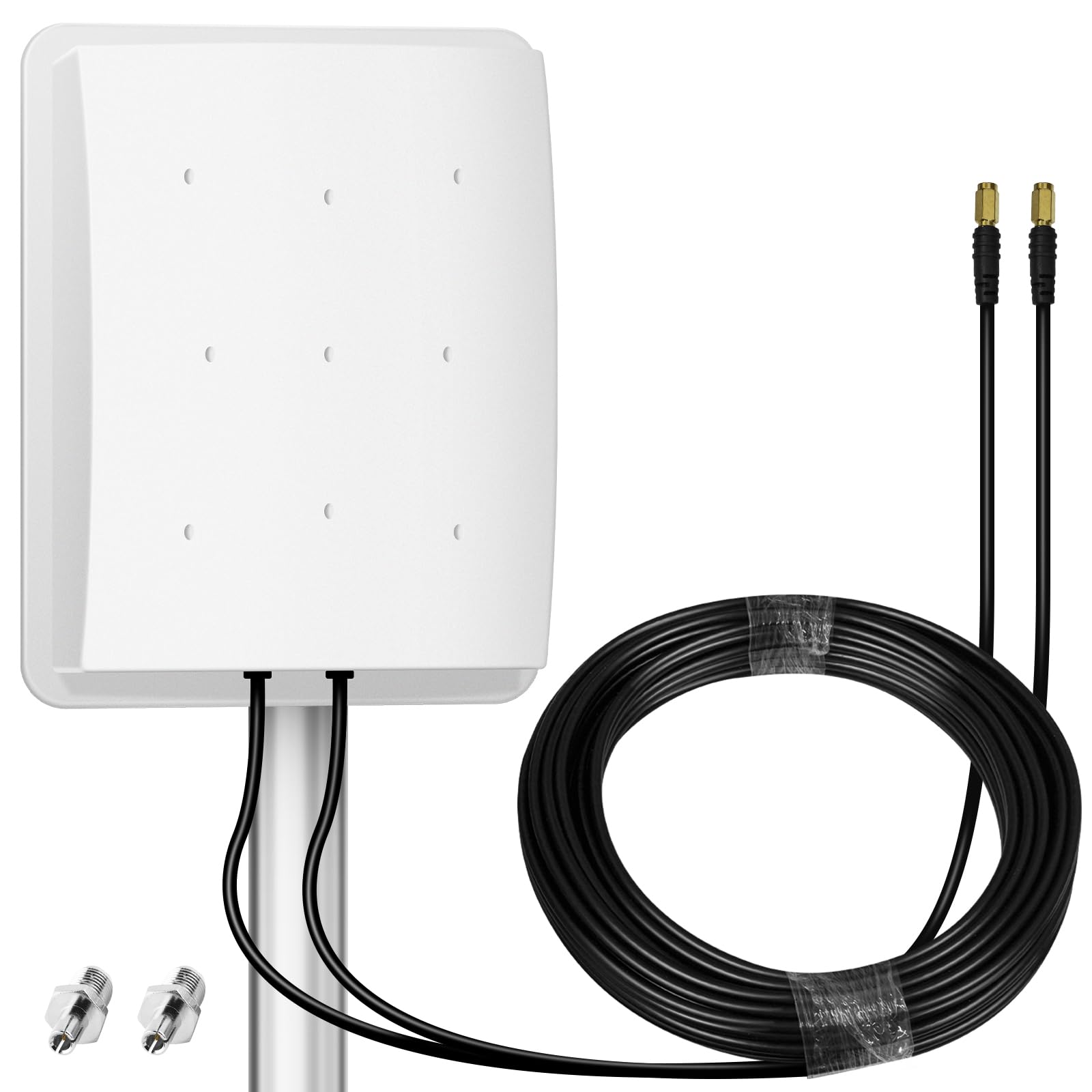 آنتن خارجی 5G Greatzer 4G آنتن 14DBi WiFi آنتن دو قطبیتی آنتن امواج جهت‌دهی سیگنال 698-2700 | 3300-3800 مگاهرتز وایرلس MIMO آنتن خارجی روتر SMA / TS9 آنتن، 2 x 10 متر کابل