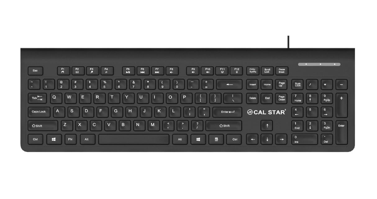 صفحه کلید سی ای ال استار HK-200 با سیم - پورت USB پلاگ اند پلی، مقاوم در برابر ریزش مایعات، کابل 1.4 متری، مقاوم و انعطاف‌پذیر - صفحه کلید مناسب برای استفاده در دفتر و منزل، راحت و قابل اعتماد برای تایپ روزانه