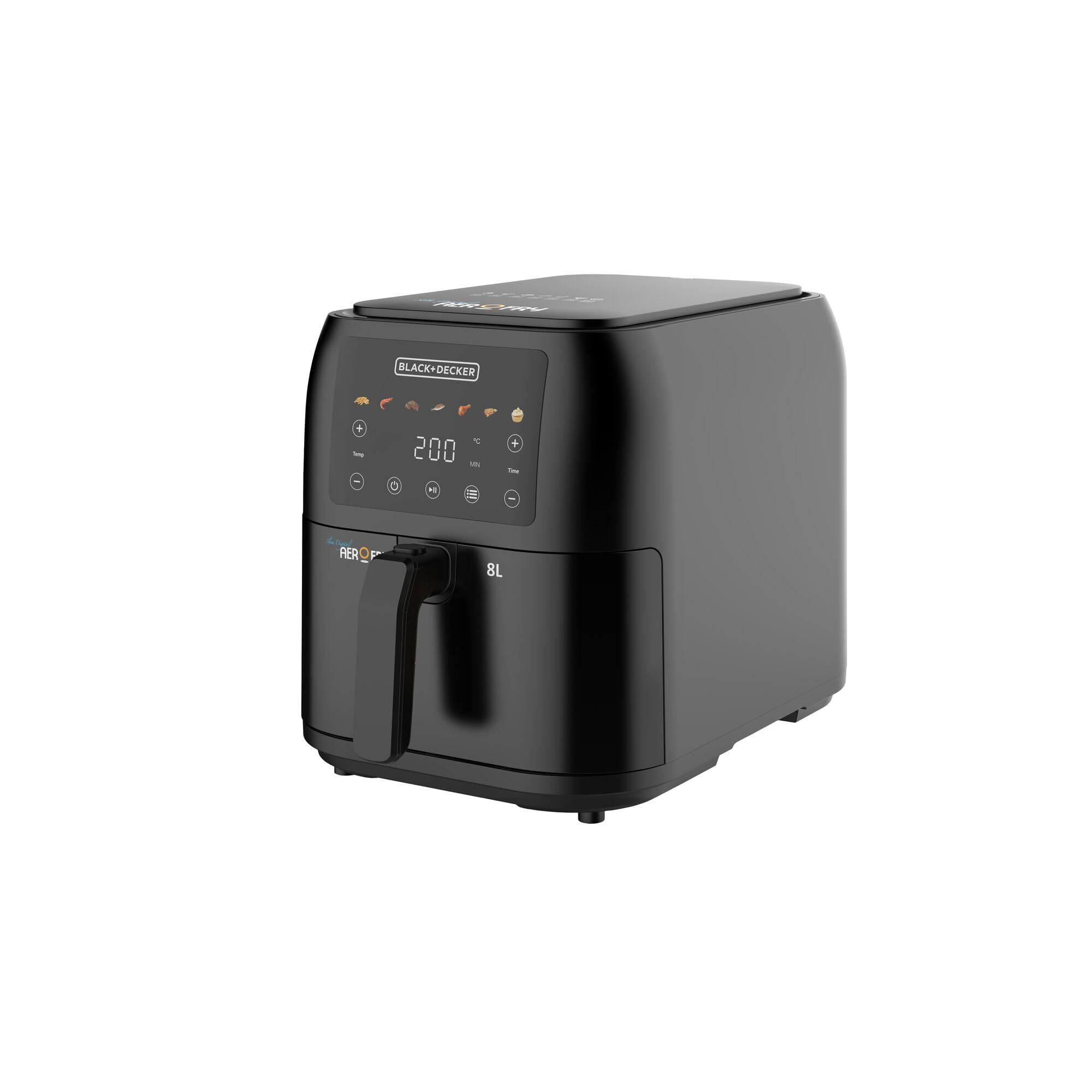 فرایر دیجیتال BLACK+DECKER، ظرفیت 8 لیتری مناسب برای خانواده، 1700 وات، 7 عملکرد پیش‌تنظیم شده، هوای سریع کنوکشن برای سرخ‌کردن سالم، دمای تنظیم‌شده قابل تنظیم 80-200°C، آسان‌تمیز، رنگ مشکی - SAF80-B5 8L Slim