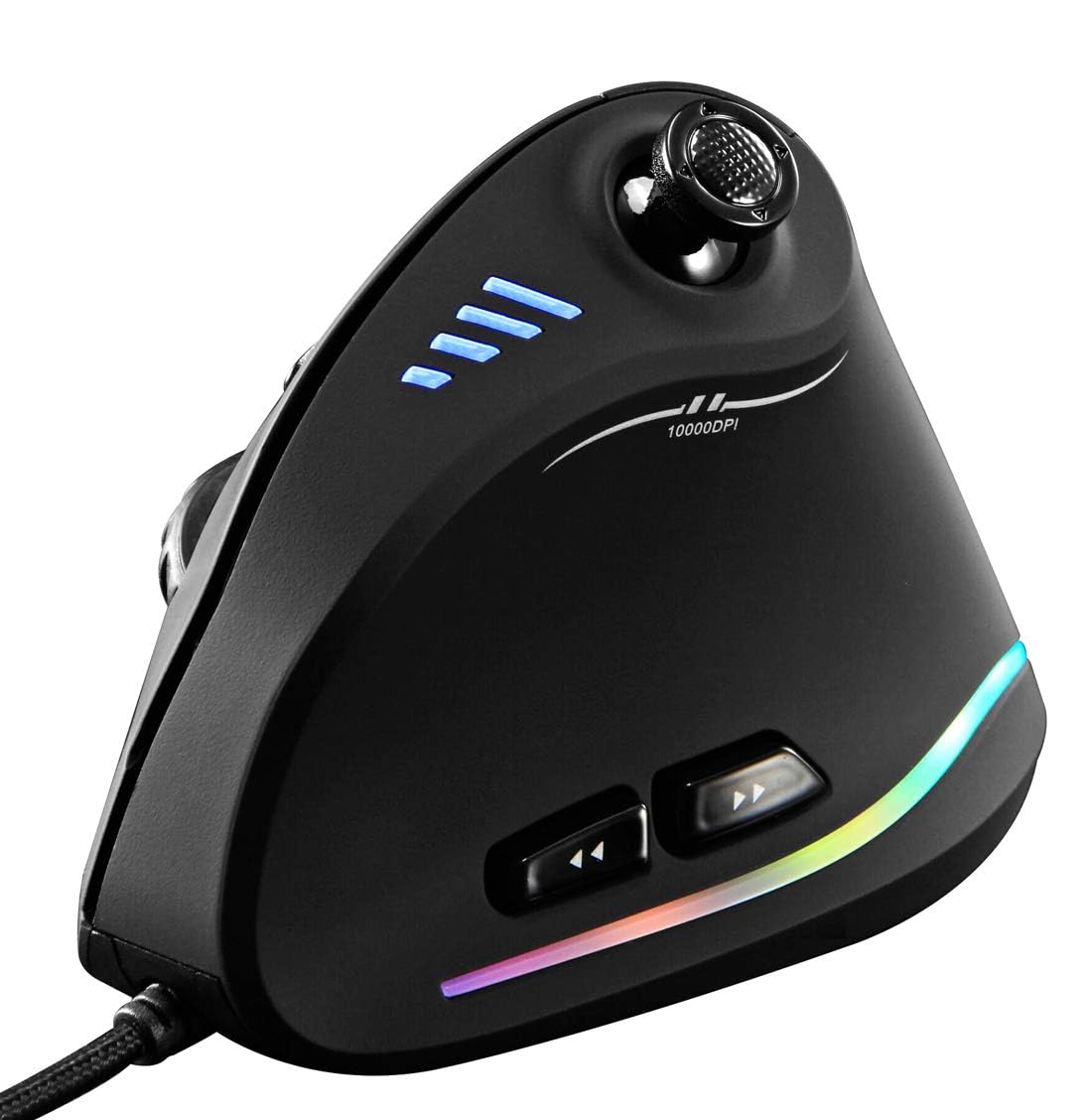 موشواره بازی عمودی، باسیم RGB ارگونومیک جوی‌استیک USB قابل برنامه‌ریزی موش‌های بازی لیزری، طراحی 6+1، 11 دکمه، بیشینه نرخ نظر‌گیری 1000 هرتز، بیشینه DPI 10000، نسخه ارتقاء یافته برای گیمرهای کامپیوتر، مشکی