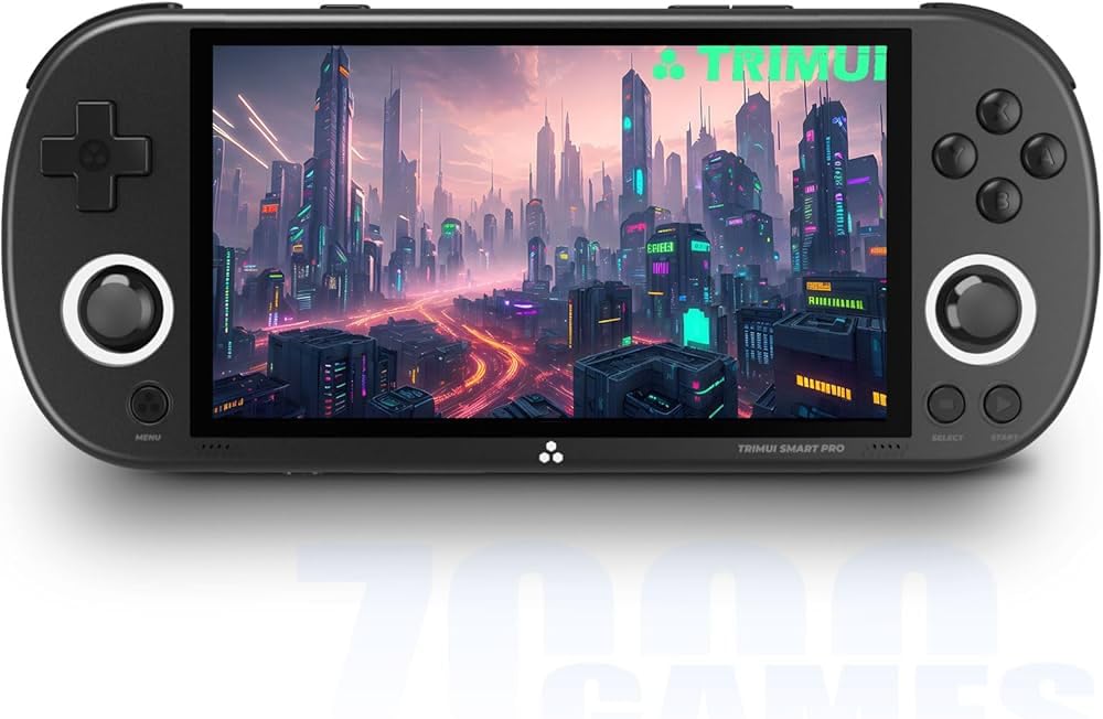 نئو کلاسیک Trimui هوشمند Pro 64G آرکید بازی Retro 4.96 اینچ دستی با صفحه نمایش IPS LINUX تصویر HD پخش کننده ویدیویی هوشمند سیاه