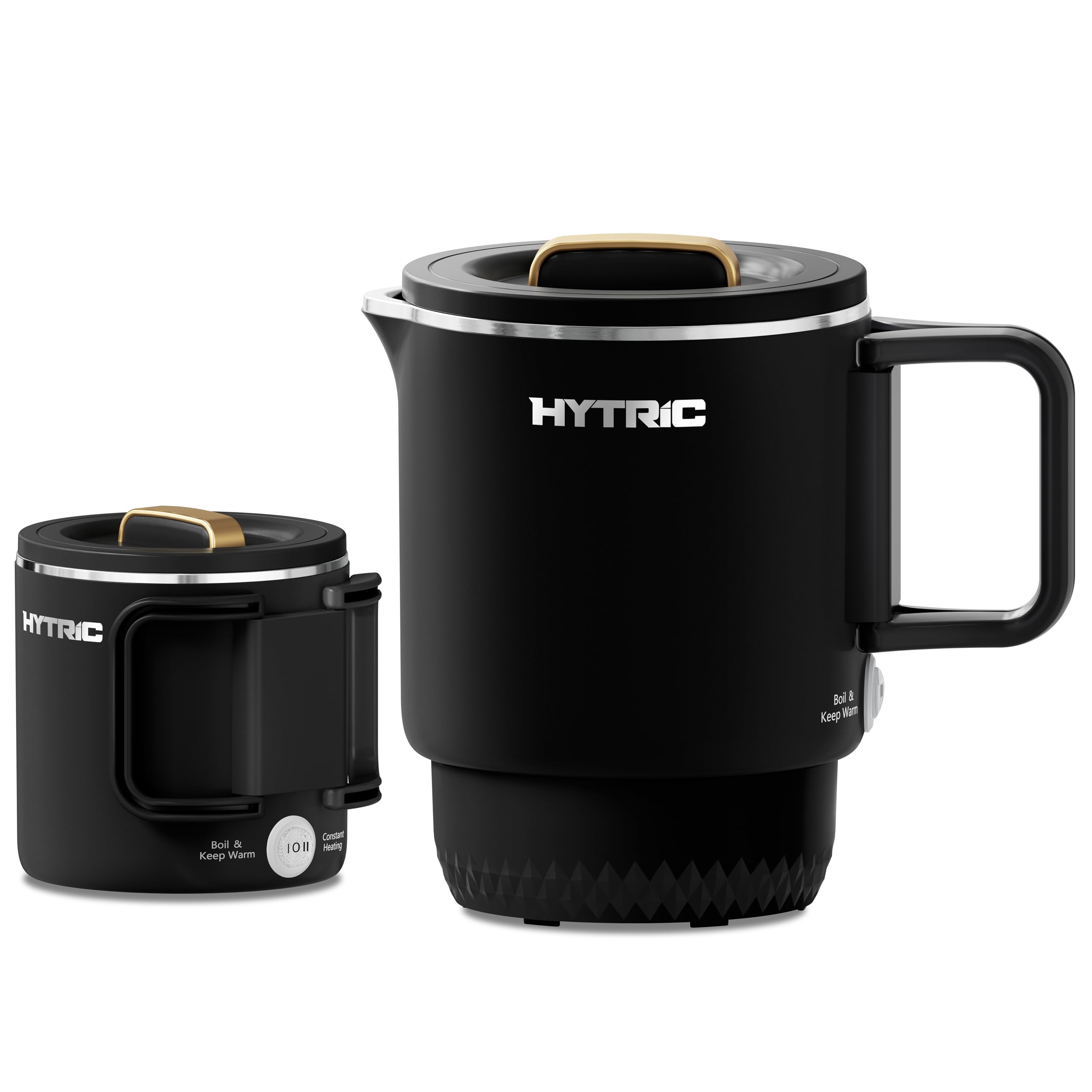 قوری برقی سفری HYTRIC، قابل استفاده 650 میلی لیتری، قوری کوچک قابل تاشی، قوری آب قابل حمل با کنترل دوگانه تغذیه، دیگ آب استیل ضد زنگ قابل جمع شدن، خاموشی خودکار و محافظت در برابر جوشیدن خشک، آزاد از BPA