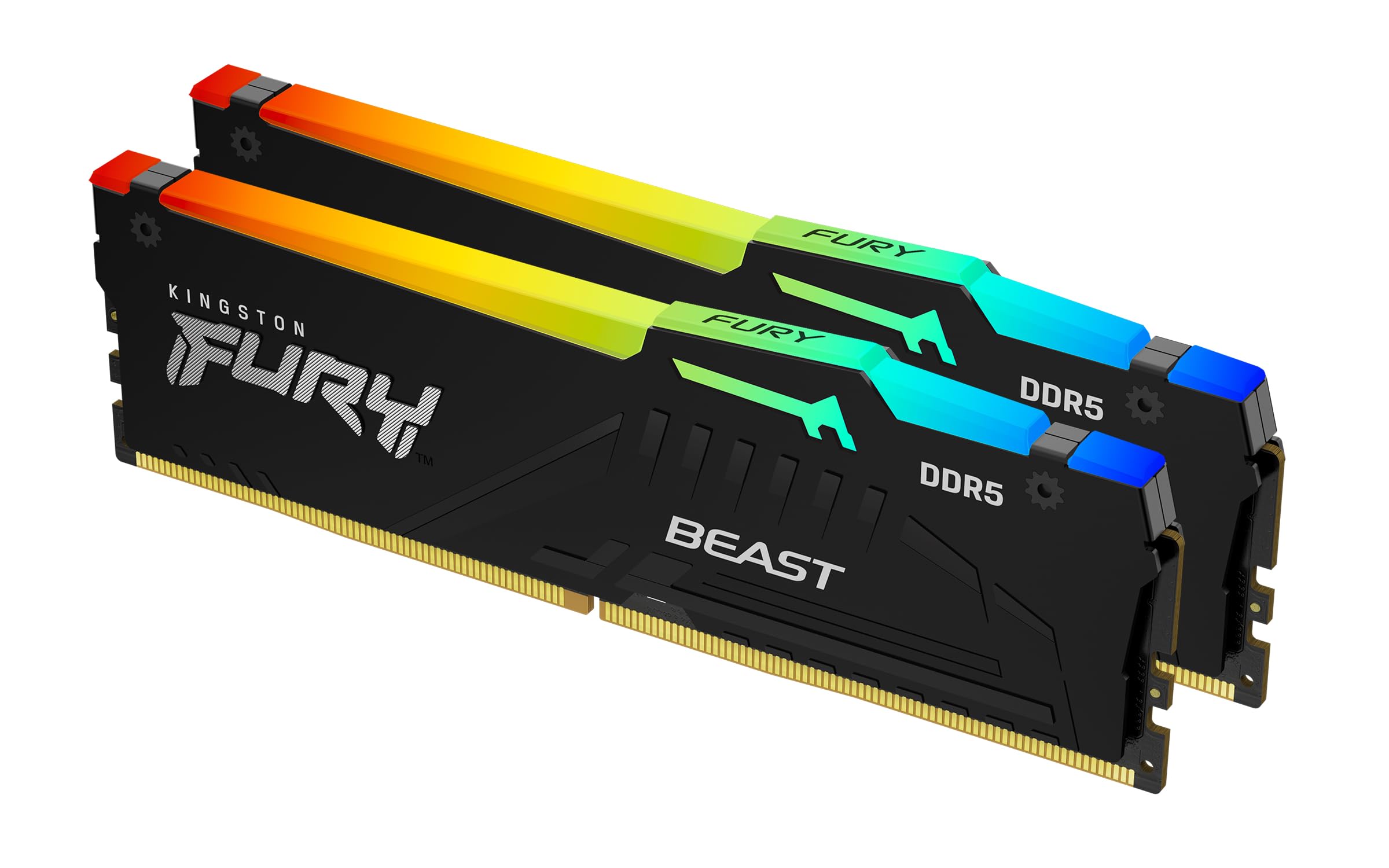 حافظه رم دسکتاپ Kingston Fury Beast RGB 32GB (2x16GB) 6000MT/s DDR5 CL36 | AMD Expo | پلاگ اند پلی | کیت 2 عددی | KF560C36BBE2AK2-32 مشکی 32GB کیت 2 عددی 6000MT/s