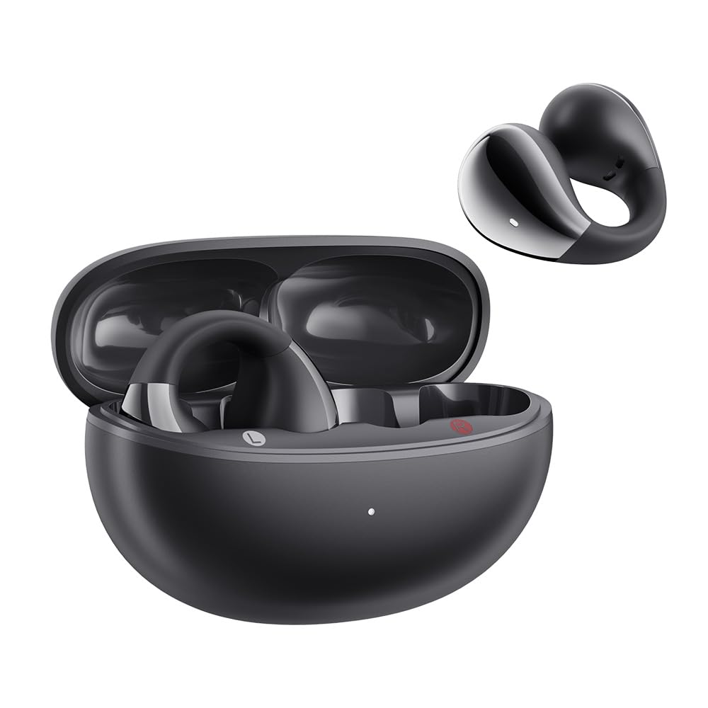 هدفون‌های گوش QCY Crossky C30 Open-Ear، بلوتوث 5.4 Clip On، سردر استقرار پذیر، تماس AI با کیفیت بلوری، اتصال دو دستگاه، گوشی‌های ضدآب برای ورزش/تناسب اندام/دویدن سیاه