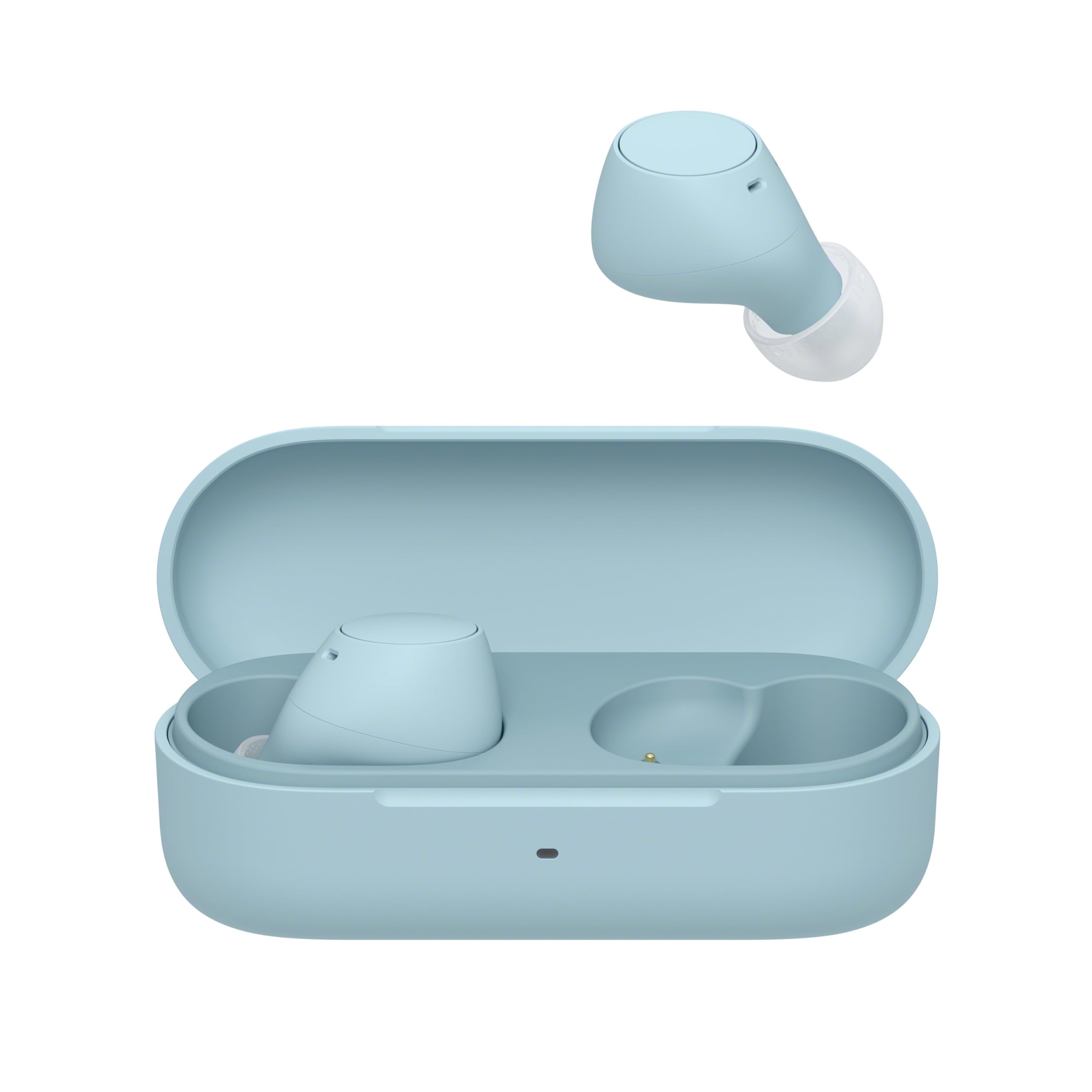 هدفون بی‌سیم واقعی Sony WF-C510، عمر باتری ۲۲ ساعته، تماس‌های دست‌ها آزادتر و وضوح بیشتر، اتصال چندگانه، حالت صدای محیط، مقاومت در برابر آب IPX4، رنگ آبی، نسخه امارات - گارانتی 1 ساله