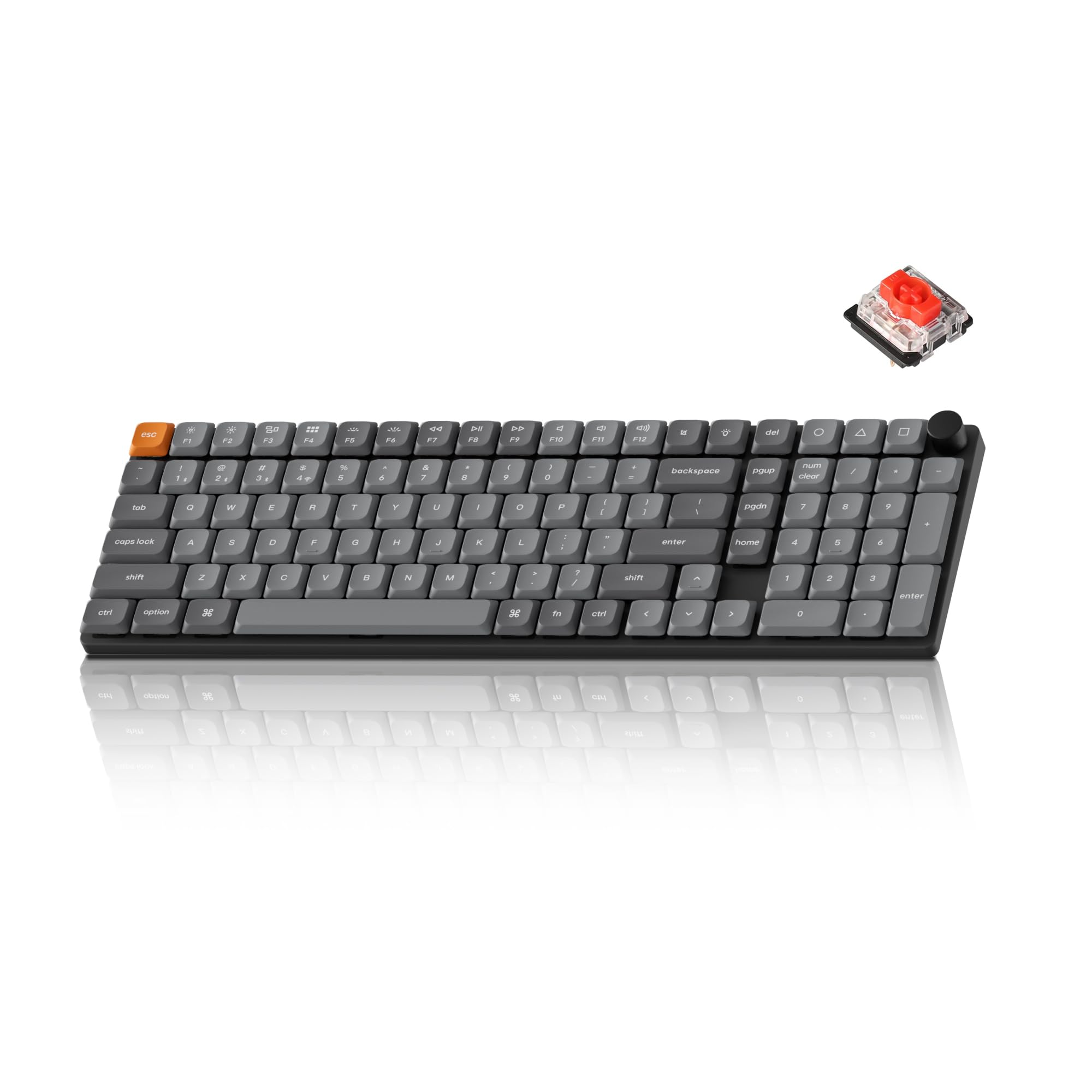 کیبورد مکانیکال بی‌سیم/سیم‌دار اولترا-نازک Keychron K17 Max QMK/Launcher با نورپردازی RGB، Switch مکانیکال Gateron کم ارتفاع قرمز، سازگار با مک ویندوز