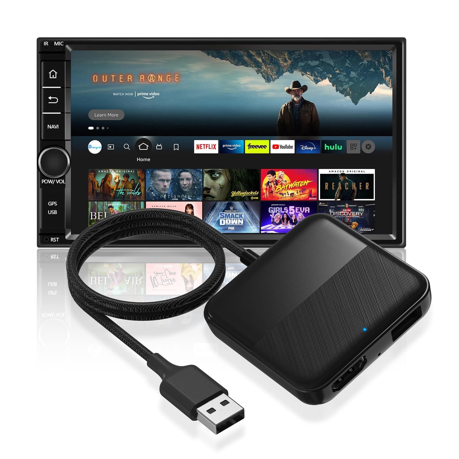 NALACAL Car TV Mate, HDMI Multimedia Adapter for Cars with Wired CarPlay, Compatible with Fire TV Stick, Google TV Stick, Set-top Box, Screen Thrower, Game Consoles, Plug & Play