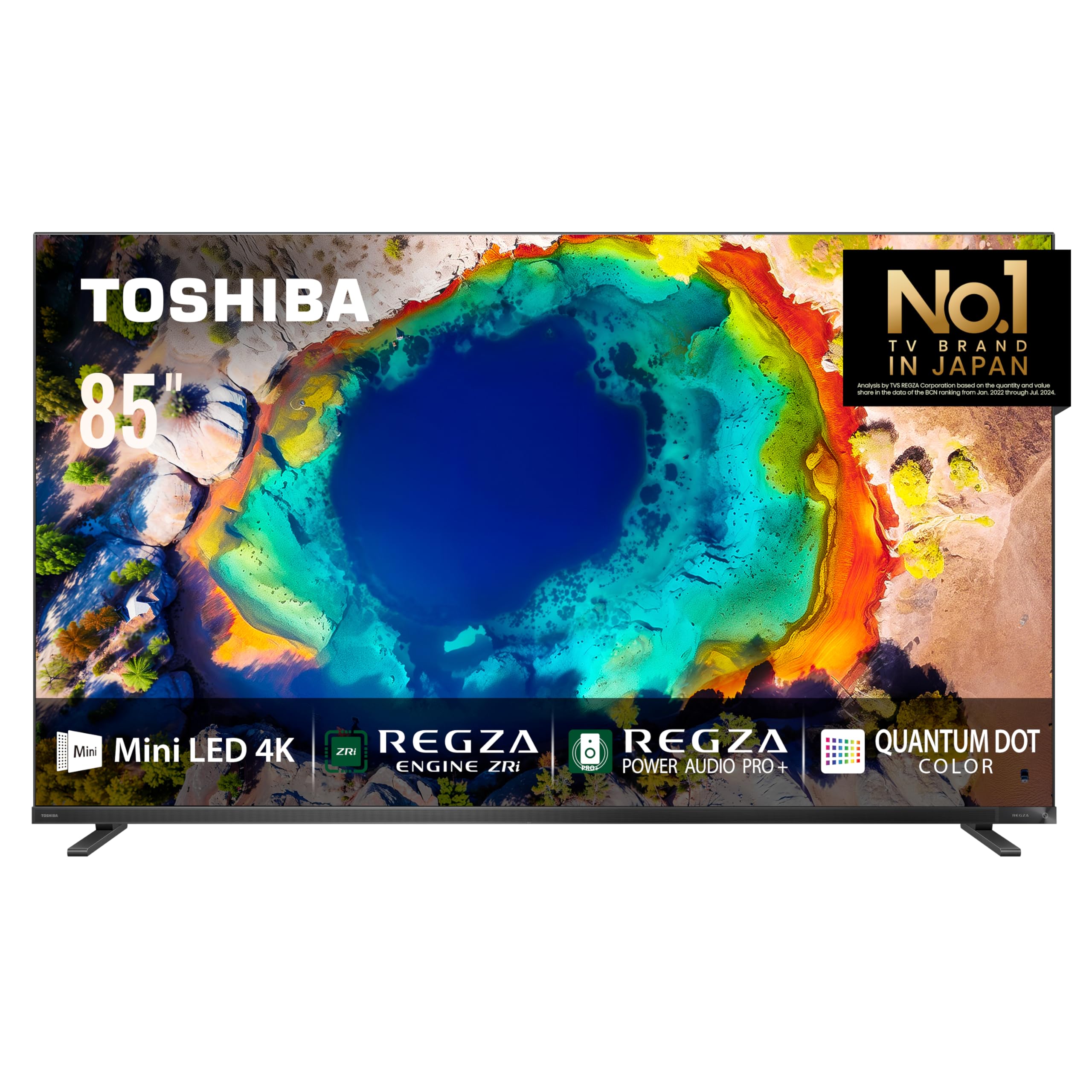 تلویزیون هوشمند Toshiba 85 اینچی با فناوری Mini-LED، نیتیو 144Hz VRR Z870N - رنگ Quantum Dot، Anti reflection Pro، Local Dimming Pro، AI 4K Upscaling، صدای REGZA Power Audio Pro، حالت بازی Pro، Dolby Atmos (مدل 2024)