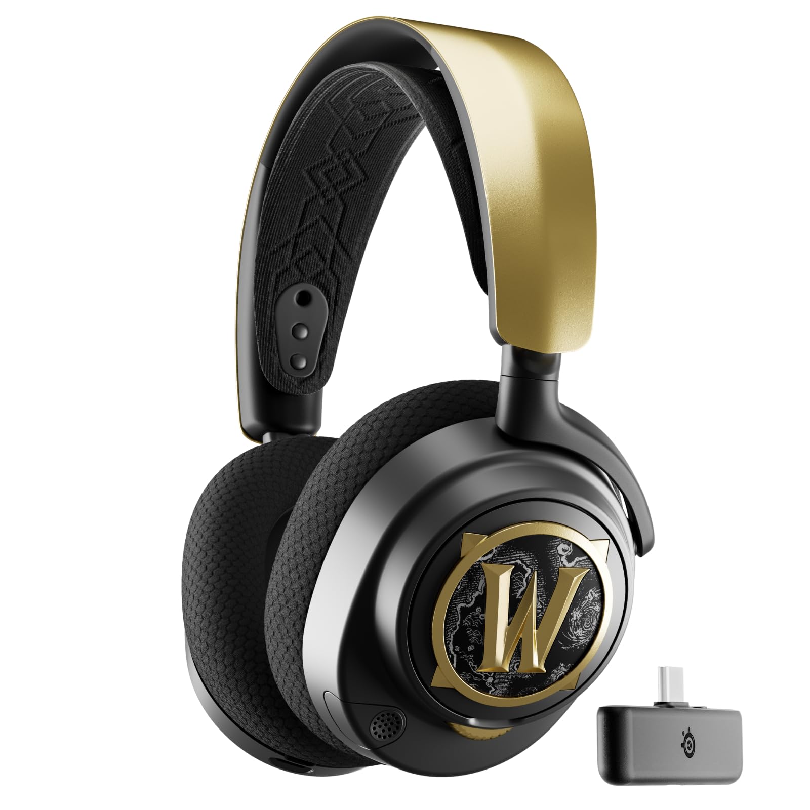 اسپیکرهای بازی بی‌سیم SteelSeries Arctis Nova 7 - اختصاصی جهان وارکرافت - با فناوری بلوتوث و 2.4گیگاهرتز - شامل مواردی برای بازی درون بازی - باتری USB-C با طول عمر 38 ساعت - قابل استفاده بر روی PS5، کامپیوتر و نینتندو سوییچ