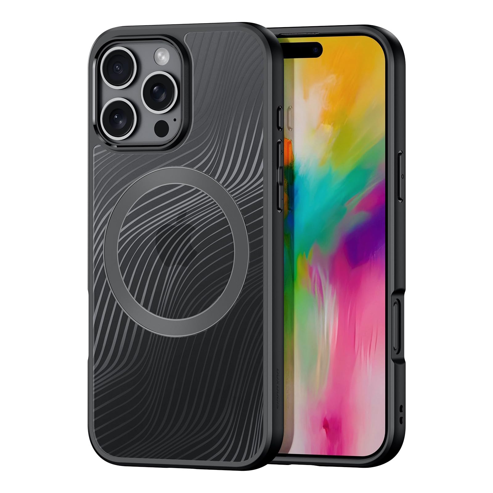 کیف سری محافظ DUX DUCIS [Aimo Mag] طراحی شده برای Apple iPhone 16 Pro Max، جلد گوشی ضد ضربه مغناطیسی - مشکی
