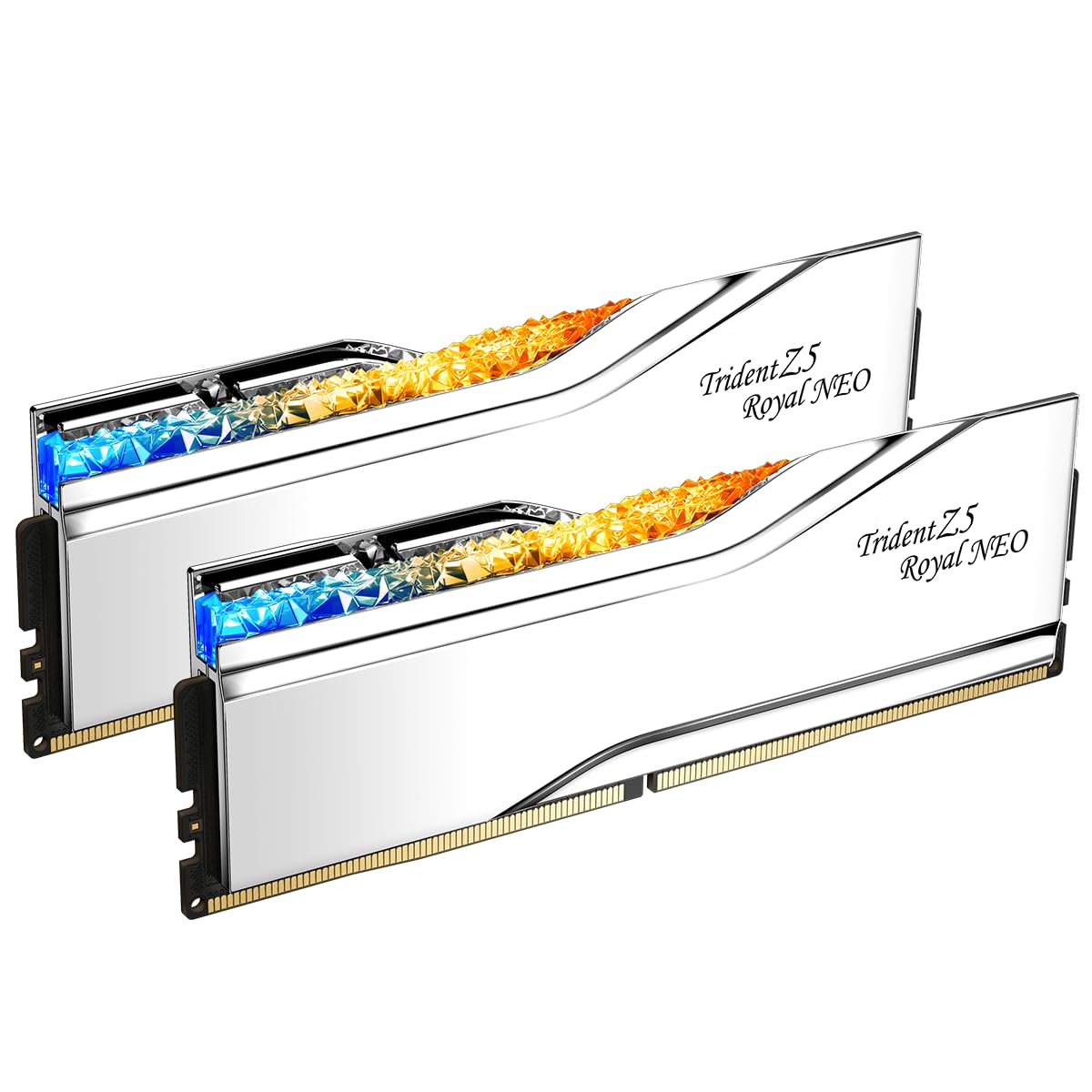 حافظه رایانه رومیزی UDIMM G.SKILL Trident Z5 Royal Neo Series (AMD Expo) DDR5 RAM 32GB (2x16GB) 6000MT/s CL28-36-36-96 1.40V - نقره‌ای (F5-6000J2836G16GX2-TR5NS) 32GB (2x16GB) DDR5-6000 28-36-36-96 1.40V - نقره‌ای
