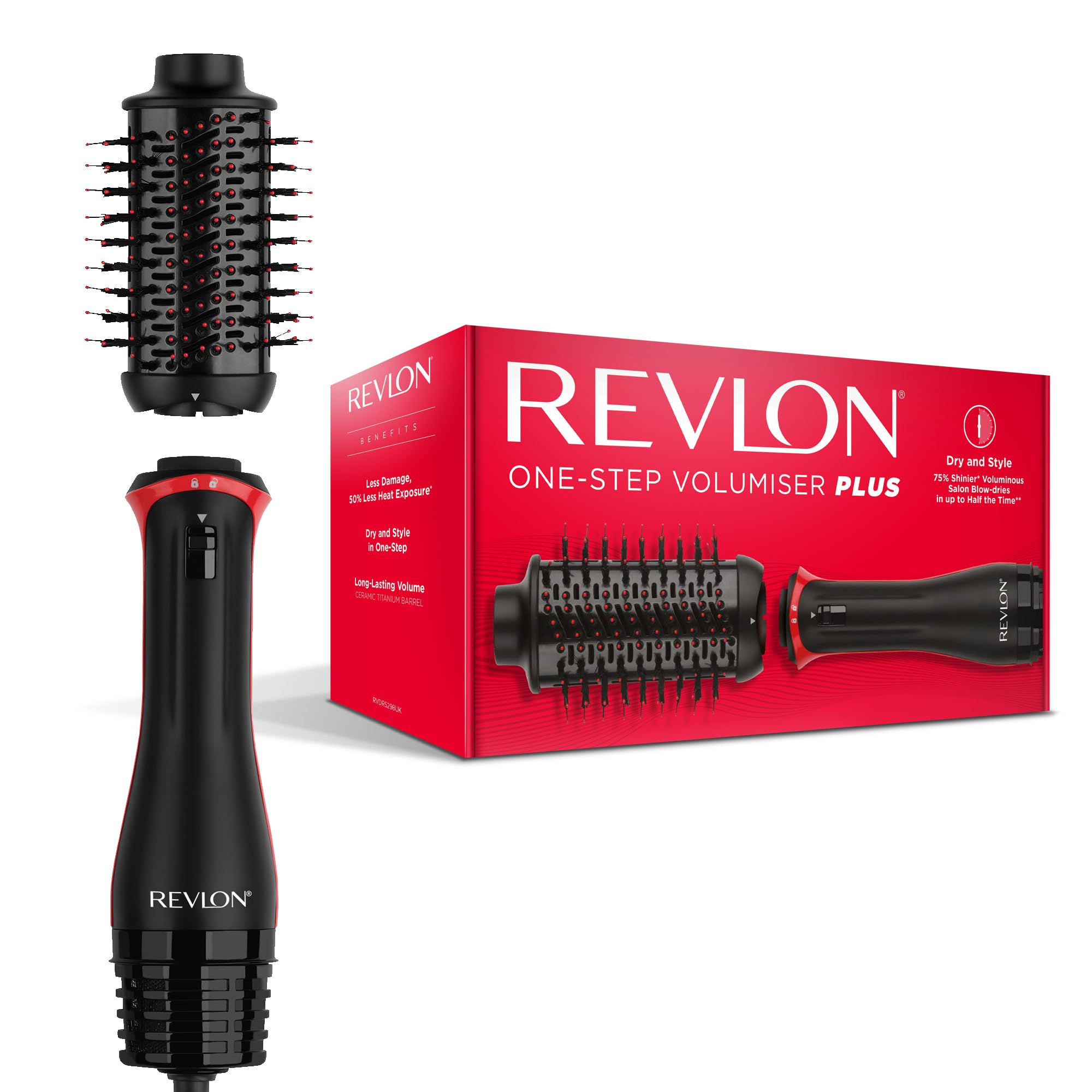 سشوار و استایلر Revlon One Step Volumizer PLUS با سر دتاچابل | حجم بیشتر، آسیب کمتر، و کنترل استایلینگ بیشتر برای دست یابی به Blowouts سالنی آسان و سریع، مناسب برای مسافرت RVDR5298ARB سیاه