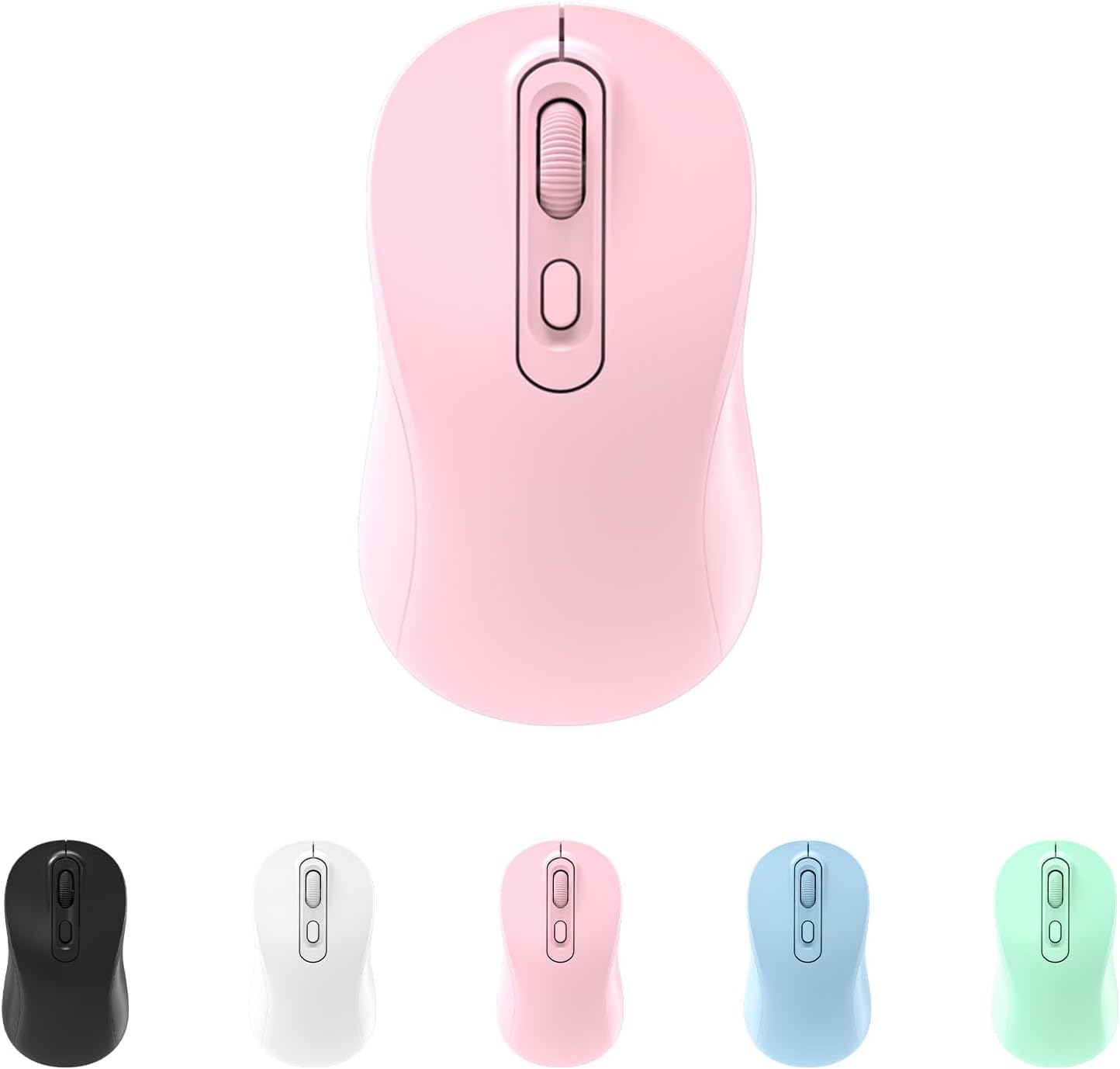 موشواره بی‌سیم بانقو 2.4 گیگاهرتز با گیرنده مینی USB، موشواره قابل شارژ با نوع سویلنت-C، موشواره با ردیابی نوری 800/1200/1600 دی‌پی‌آی برای کامپیوتر/مک/لپتاپ/آیپد (صورتی)