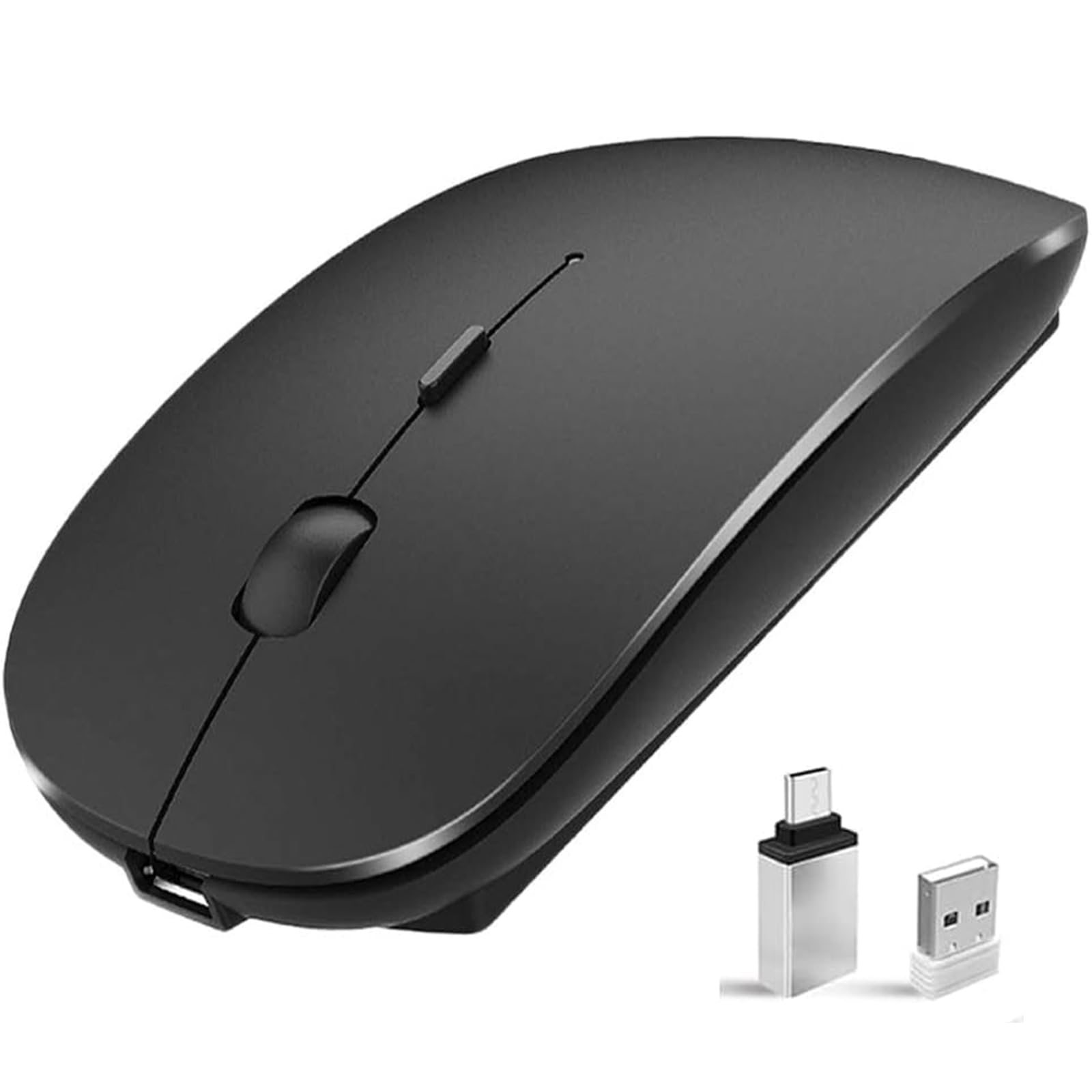 ماوس بی‌سیم بلوتوث STAYOUNG - LED نازک دو حالته (بلوتوث 5.1 + USB) 2.4GHz قابل شارژ بی‌صدا ماوس بی‌سیم بلوتوث (مشکی)