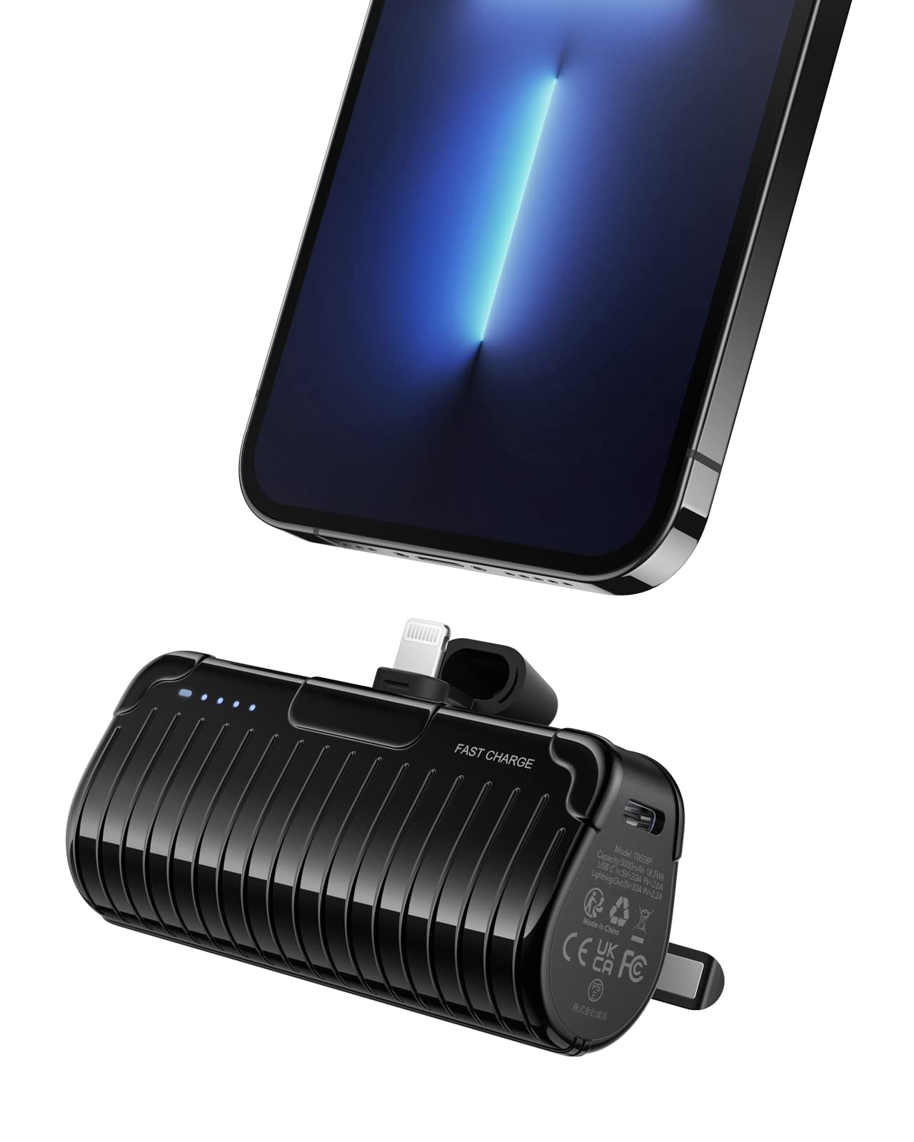 شارژر قابل حمل مینی VEGER 5000mAh، پاور بانک برای آیفون، باتری پرسرعت PD20W با حالت استند قابل تاشو، پاور بانک باریک مناسب برای آیفون 14/13 پرو، 12/12 پرو، XR، X، 8، Airpods Pro برای پورت آیفون