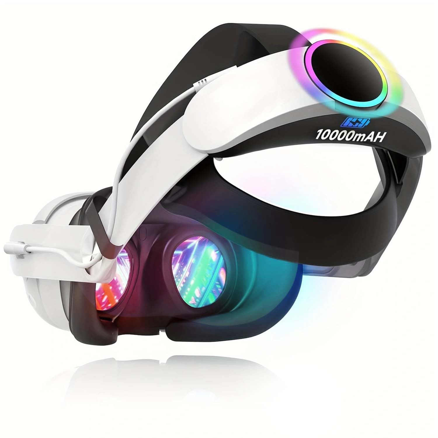 نوار سر LAXDAMRE با باتری برای متا کويست 3، باتری 10000 میلی‌آمپر با نور RGB، افزایش 6-8 ساعت بازی، نوار سر الایت قابل تنظیم برای واقعیت مجازی اوکولوس کویست 3، متا کویست 3