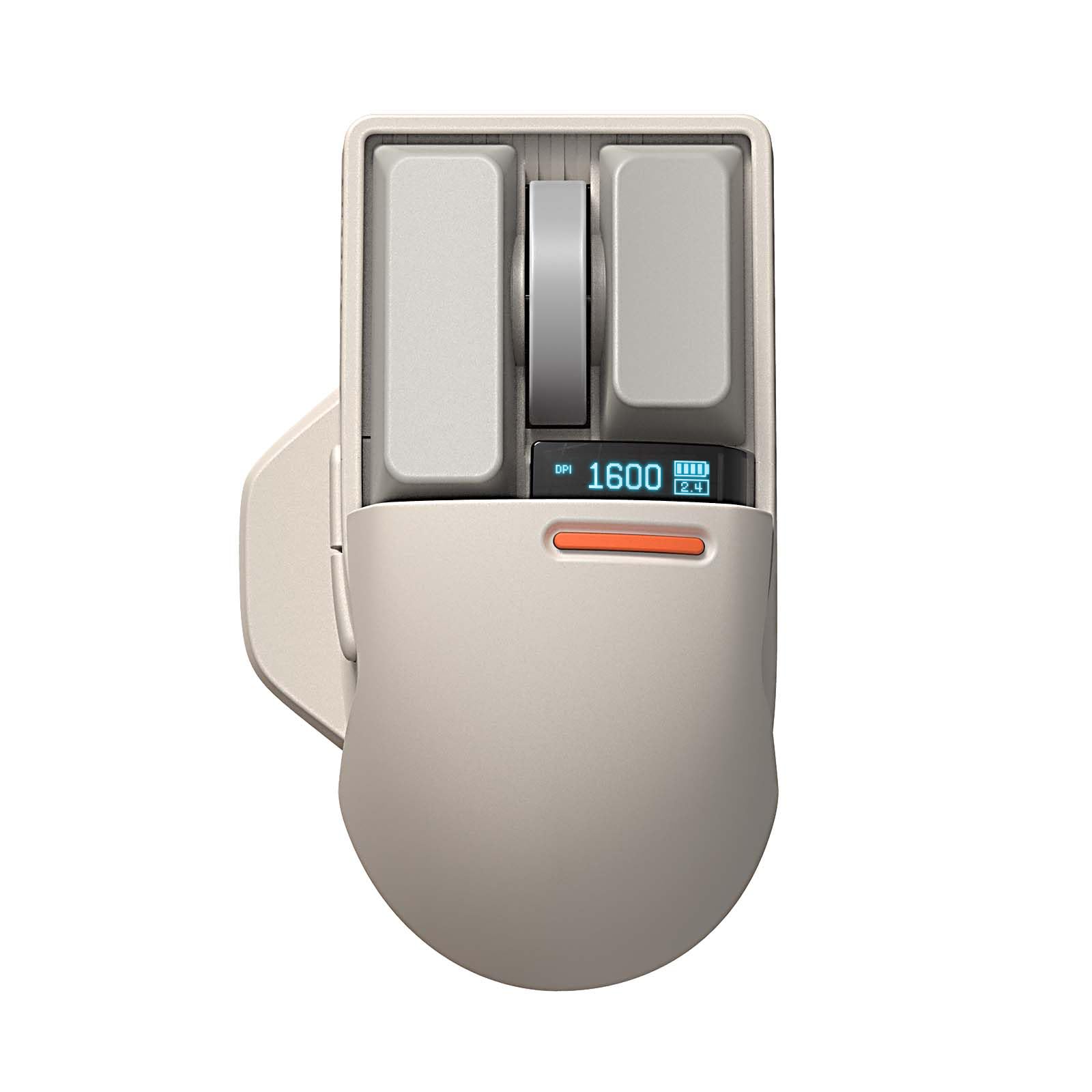 موشواره لمسی LOFREE Touch PBT بی‌سیم با گیرنده USB، بلوتوث، اتصال سیمی، قابل شارژ، 4000 نقطه در اینچ با صفحه OLED قابل استفاده بر روی سطوح شیشه‌ای برای مک، ویندوز، کامپیوتر شخصی نوت‌بوک/ بلوک رترو رنگ خاکستری روشن