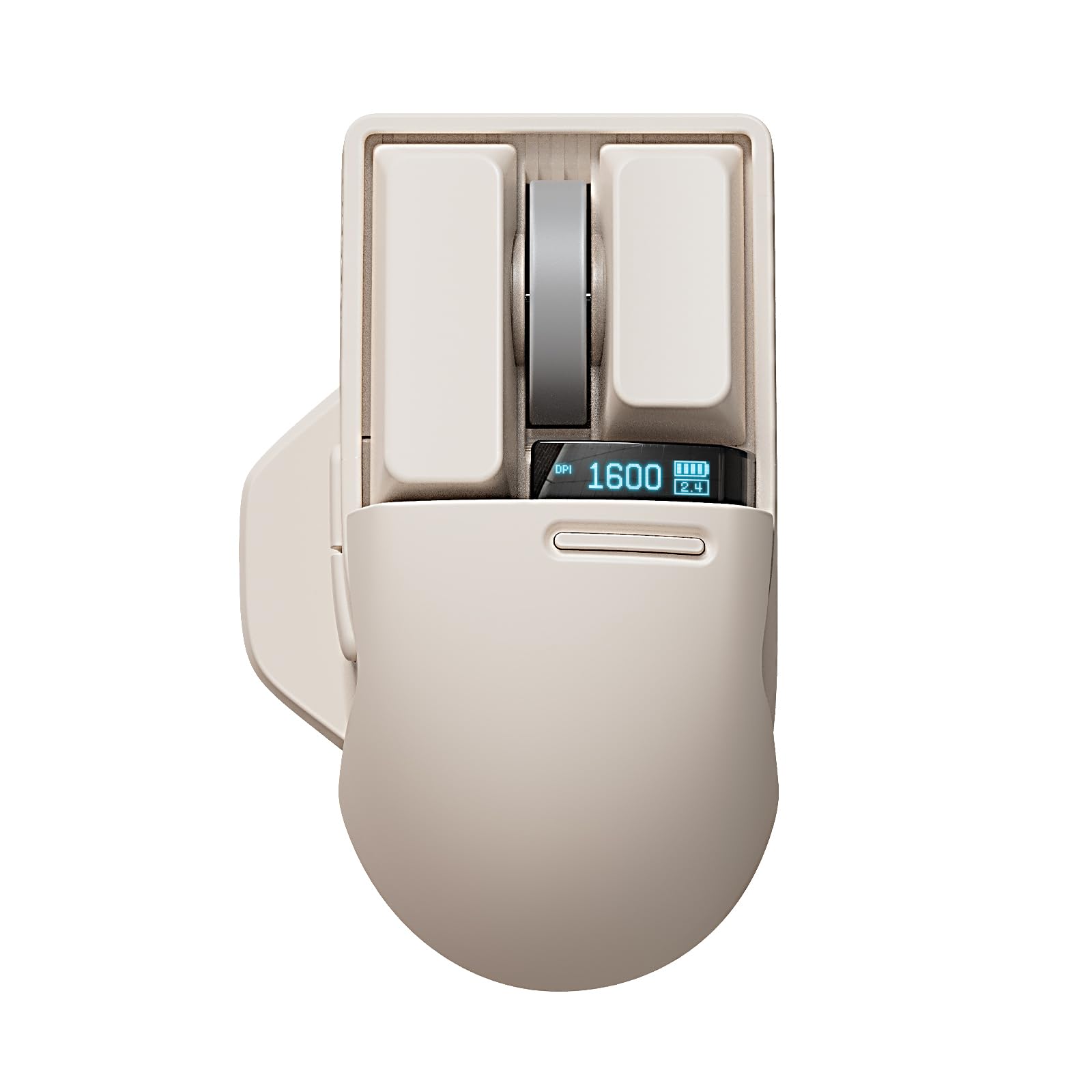 موشواره بی‌سیم LOFREE Touch PBT به همراه گیرنده USB، بلوتوث، اتصال سیمی، قابل شارژ، 4000 نقطه در اینچ با صفحه نمایش OLED سازگار با سطح شیشه ای برای مک، ویندوز، کامپیوتر شخصی، دفترچه یادداشت/رنگ صورتی توفو، رنگ صورتی توفو، سفید