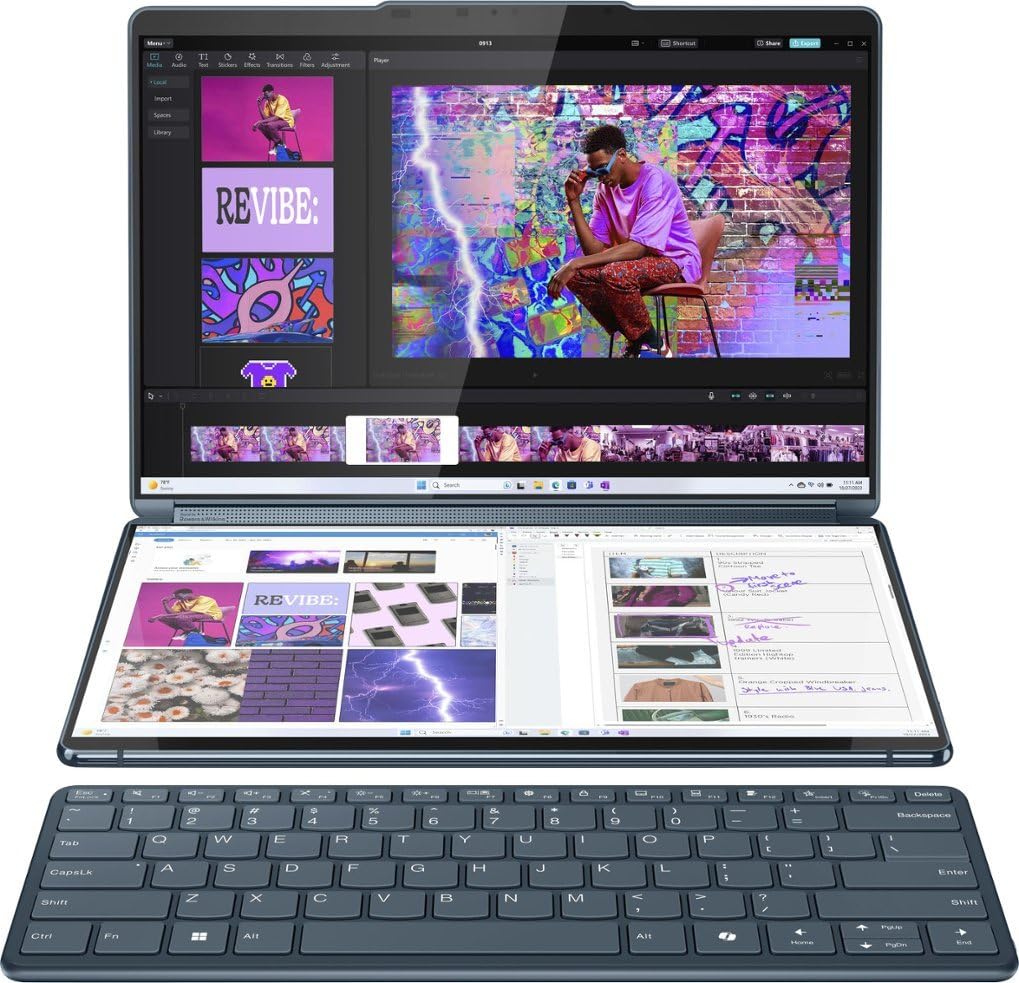 لپ تاپ لنوو یوگا بوک 9i 2 در 1 با صفحه نمایش OLED دوگانه 13.3 اینچی با لمس - Intel Core i7-1355U با 16 گیگابایت حافظه - 1 ترابایت حافظه داخلی - رنگ آبی تیدال - نسخه آمریکایی (مدل جدید 2024 (1 ترابایت / اولترا 7))