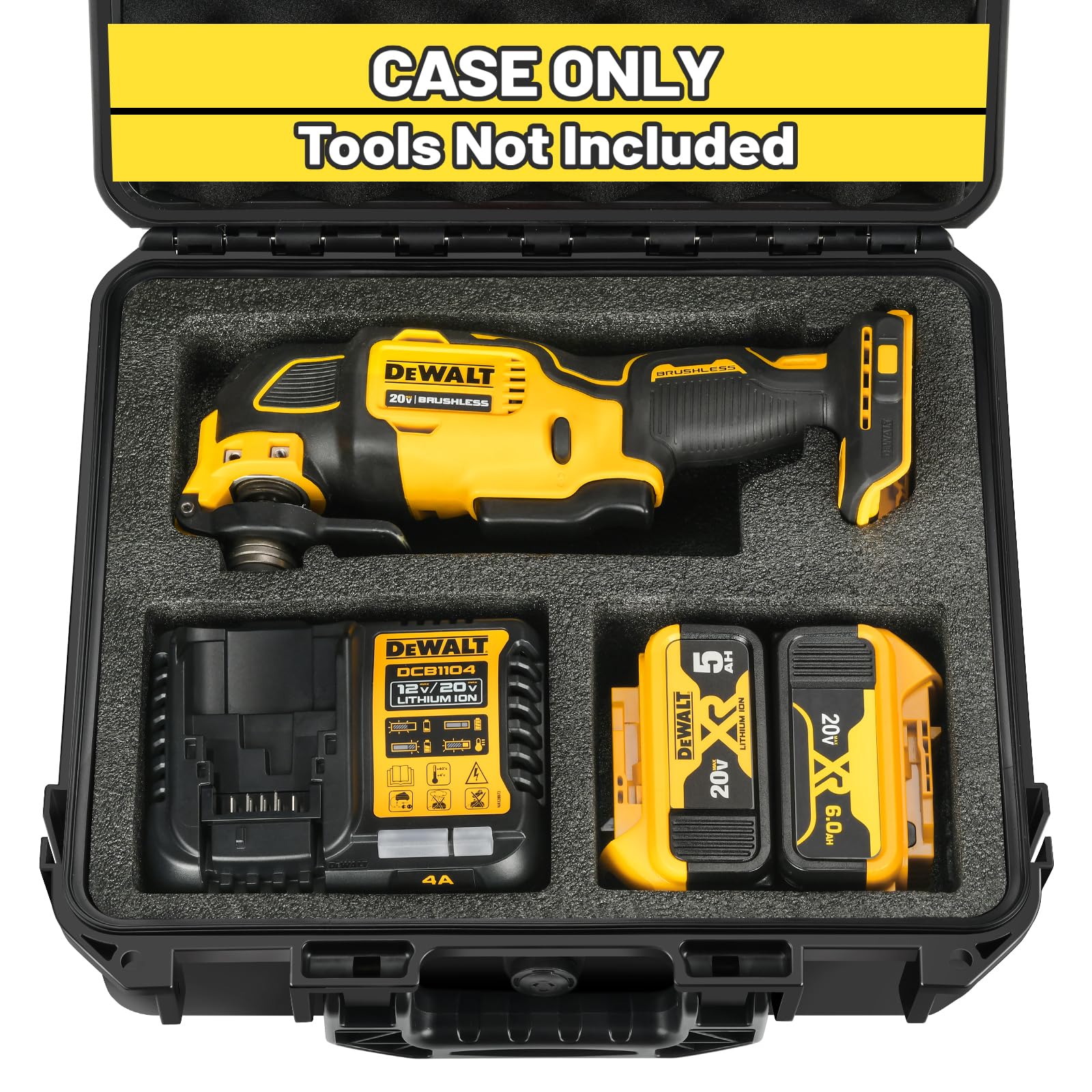 مورد برای ابزار چند منظوره تراشه‌ای Dewalt - جعبه ابزار سخت ضدآب برای ابزار چند منظوره Dewalt: DCS356B | DCS354B | DCS353B، کیف برای دستگاه توانی ابزاری Dewalt 20 ولت مدل Max تراشه‌ای/باتری/شارژر (تنها مورد)