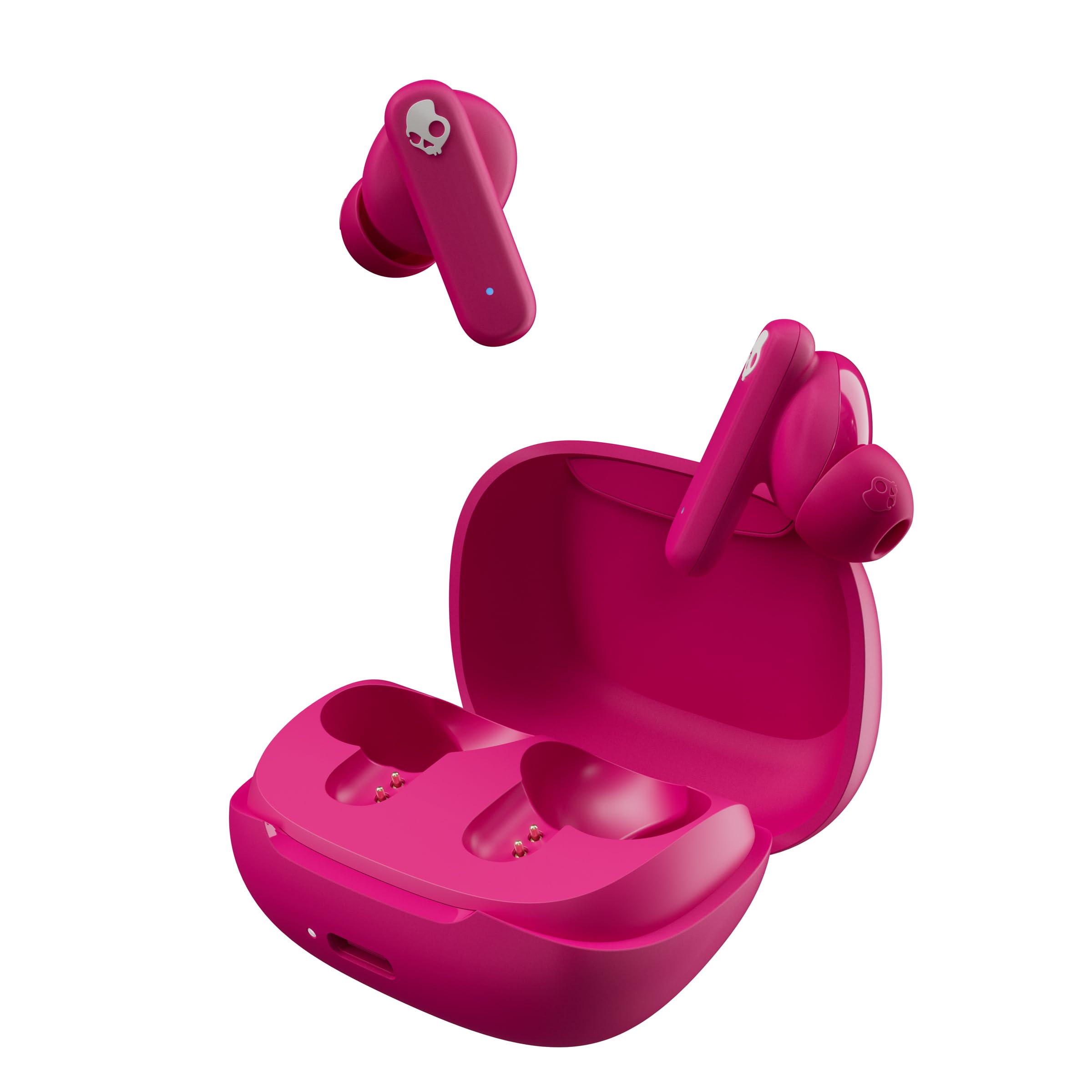 هدفون‌های داخل گوش بی‌سیم Skullcandy Smokin' Buds، 20 ساعت پخش مداوم، 50% پلاستیک‌های قابل تجدید، میکروفون، سازگار با آیفون، اندروید و دستگاه‌های بلوتوثی - رنگ صورتی