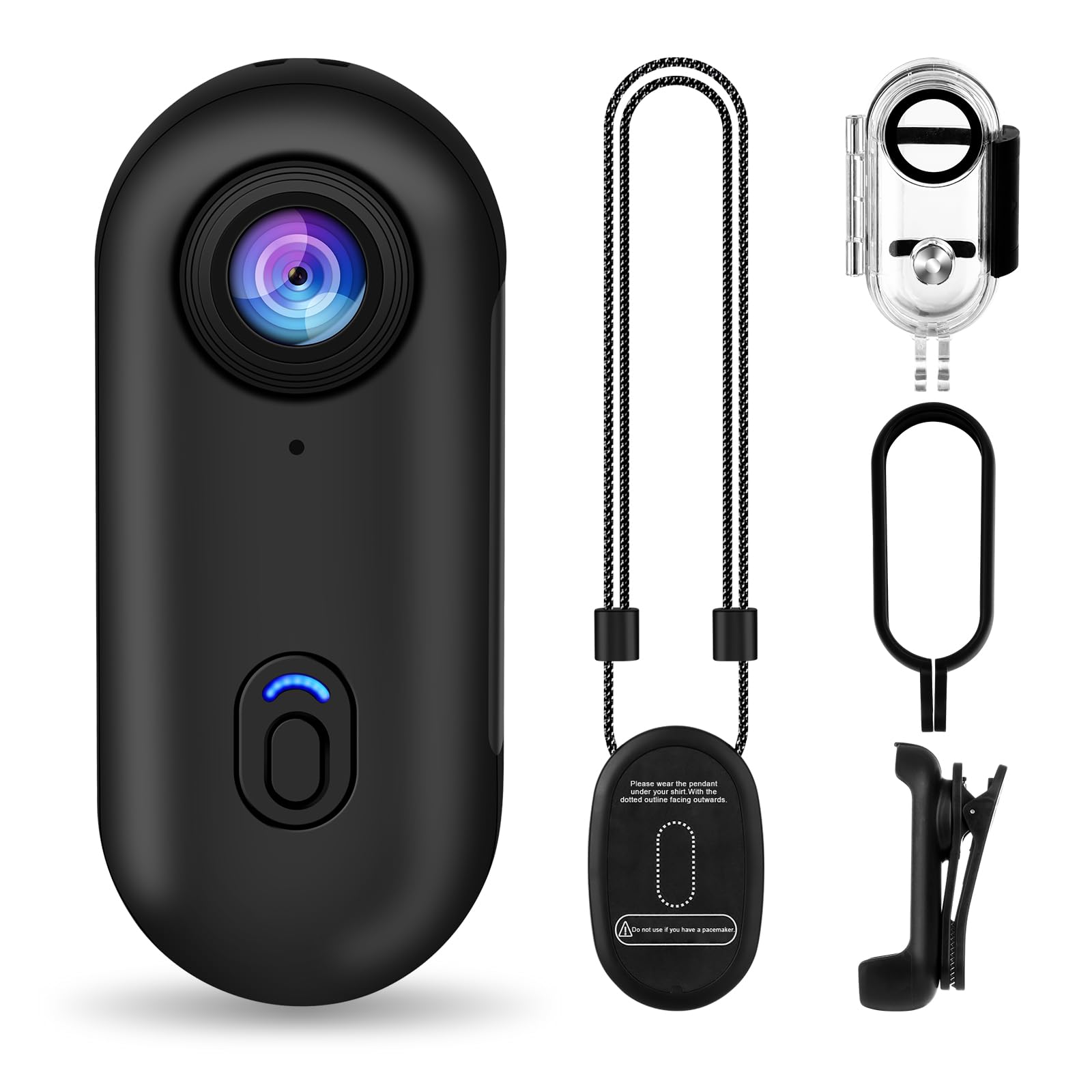 دوربین عملکردی i3 با کیفیت 4K، اندازه کوچک، قابل نصب در هر جایی، دوربین کوچک با کلیپ فصلی، ولاگینگ قابل حمل، ضبط POV بدون دست، دوربین کلاه ای برای دوچرخه سواری، موتورسیکلت (کارت 64G، مشکی) مشکی با کارت 64G