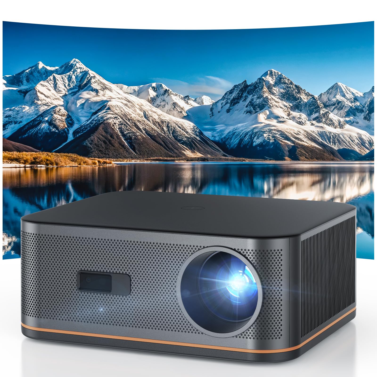 1500 ANSI 4K فول اچ‌دی پروژکتور با وای‌فای و بلوتوث، سینمای منزلی HAPPRUN با فوکوس خودکار، نمایش ۳۰۰ اینچ برای داخلی/خارجی، پروژکتور هوشمند سازگار با تلفن/تی وی استیک/کامپیوتر/پی اس ۵