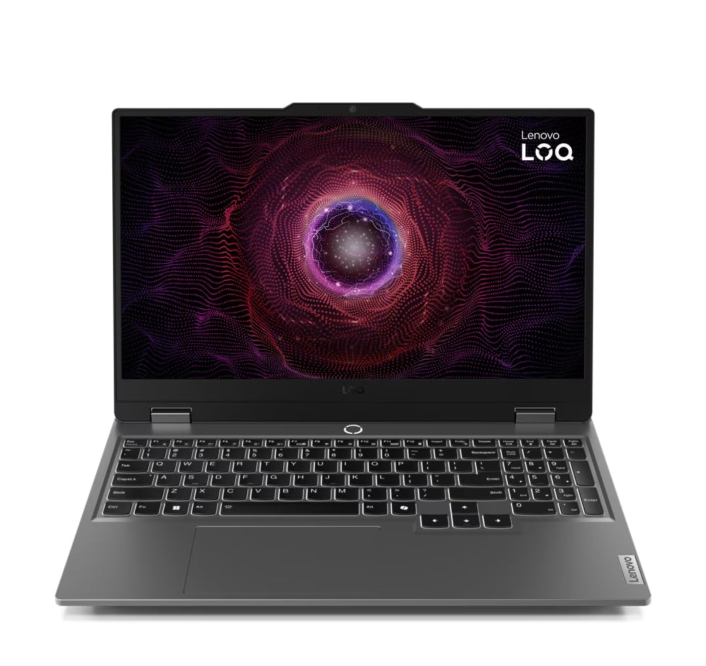 لپ تاپ بازی لنوو LOQ 15ARP9 با چیپ LA1، صفحه نمایش 15.6 اینچی FHD (1920x1080) با نرخ تازه‌سازی 144Hz، پردازنده AMD Ryzen™ 7 7435HS، 24GB رم DDR5، 1TB حافظه‌ی جامد SSD، کارت گرافیک NVDIA RTX™ 4050 با ظرفیت 6GB، پشتیبانی از نورپردازی سفید، با ویندوز 11 پرو و رنگ خاکستری لونا.