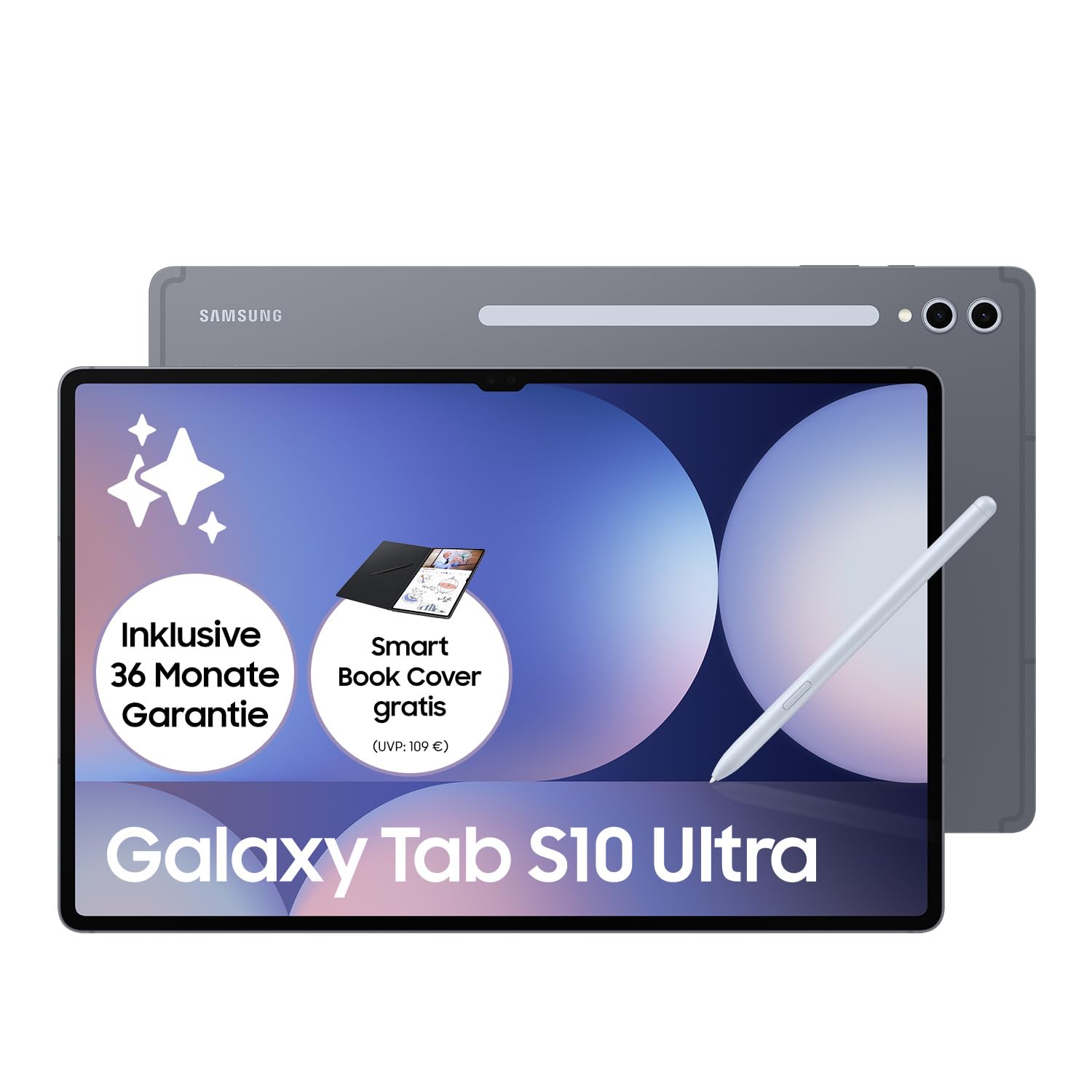تبلت هوش مصنوعی Samsung Galaxy Tab S10 Ultra، تبلت اندروید، حافظه 12 گیگابایت، حافظه 1 ترابایت، نمایشگر AMOLED، پوشش ضد انعکاس، شامل S Pen، وای فای، رنگ خاکستری موناستون، 256 گیگابایت بدون کیس