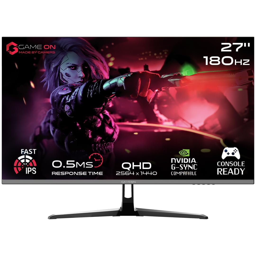صفحه‌نمایش بازی گیم‌آن نیو 2024 2K 27 اینچ،GOPS27QHD180IPS، پنل IPS با کیفیت QHD، نرخ تازه‌سازی 180Hz، زمان پاسخ 0.5ms، 2.1 HDMI، G-Sync & FreeSync، HDR، بلندگوهای داخلی، Console Ready 27 اینچ QHD 2K 180Hz 0.5ms