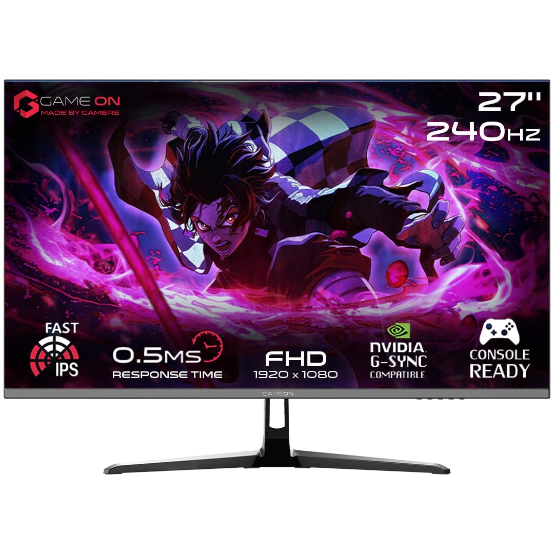 ترجمه: مانیتور بازی جیم-آن جدید 2024 با کیفیت تصویر 1080p و اندازه 27 اینچ، مدل GOESP27240IPS، فناوری IPS با کیفیت تصویر Full HD، نرخ تازه‌سازی 240Hz، زمان پاسخ‌دهی 0.5 میلی‌ثانیه، دو پورت HDMI 2.1، قابلیت G-Sync و FreeSync، HDR، بلندگوهای داخلی، اماده‌ی کنسول 27 اینچ Full HD 1080p با نرخ تازه‌سازی 240Hz و زمان پاسخ‌دهی 0.5 میلی‌ثانیه