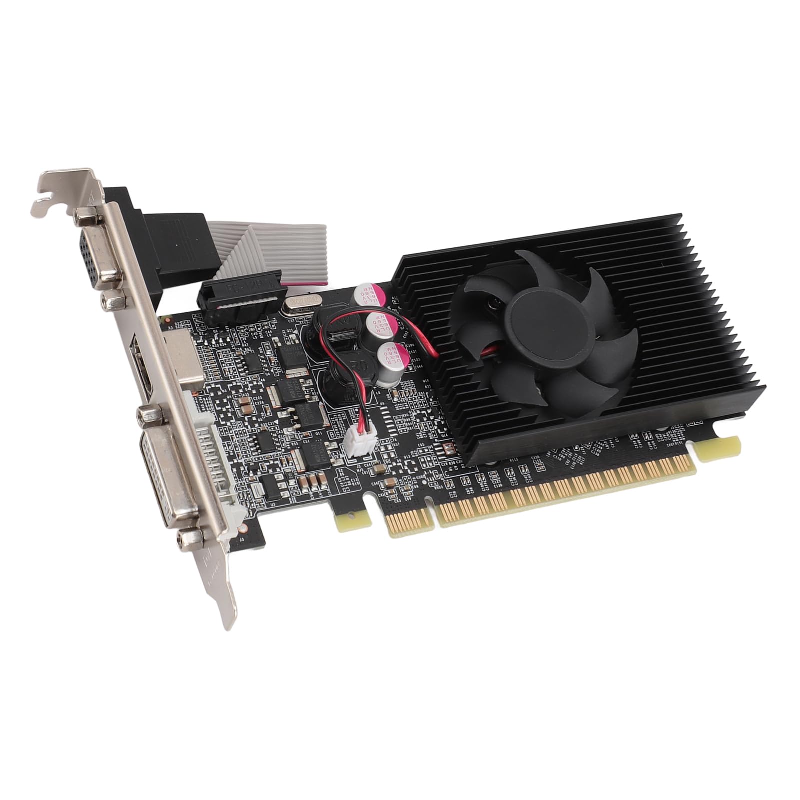 Jectse 1GB DDR3 64Bit گرافیک  کارتب 500MHz و 550MHz وضوح 2560x1600 HDMI/DVI/VGA PCI Express 2.0 16X گرافیک کارت با پره برای ویندوز ۱۰، ۱۱، ویستا و سیستم لینوکس