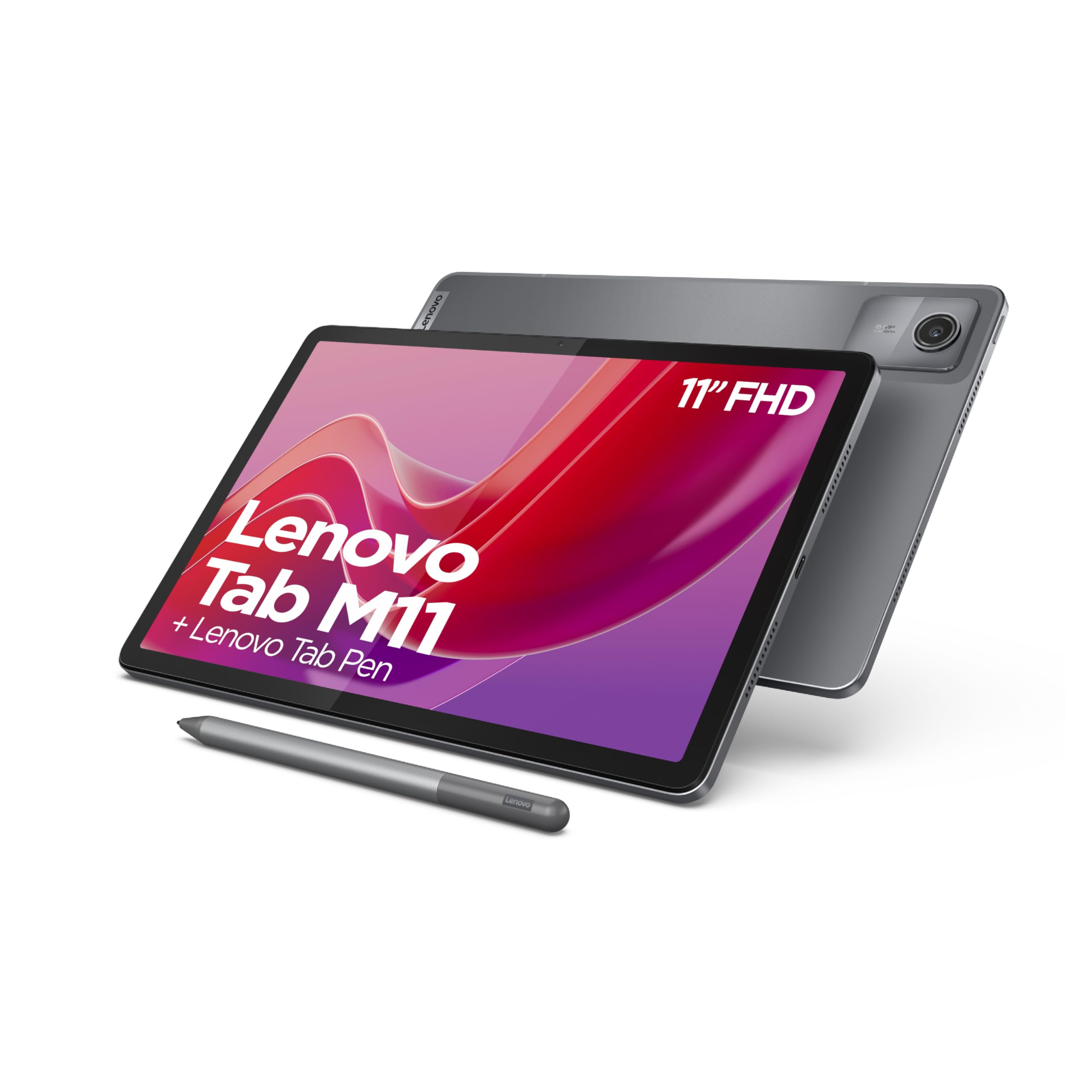 تبلت لنوو Tab M11 | صفحه نمایش لمسی 11 اینچی WUXGA | MediaTek Helio G88 | 8 گیگابایت رم | 128 گیگابایت حافظه‌ی داخلی | وای-فای | اندروید ۱۴ | خاکستری | شامل قلم تب