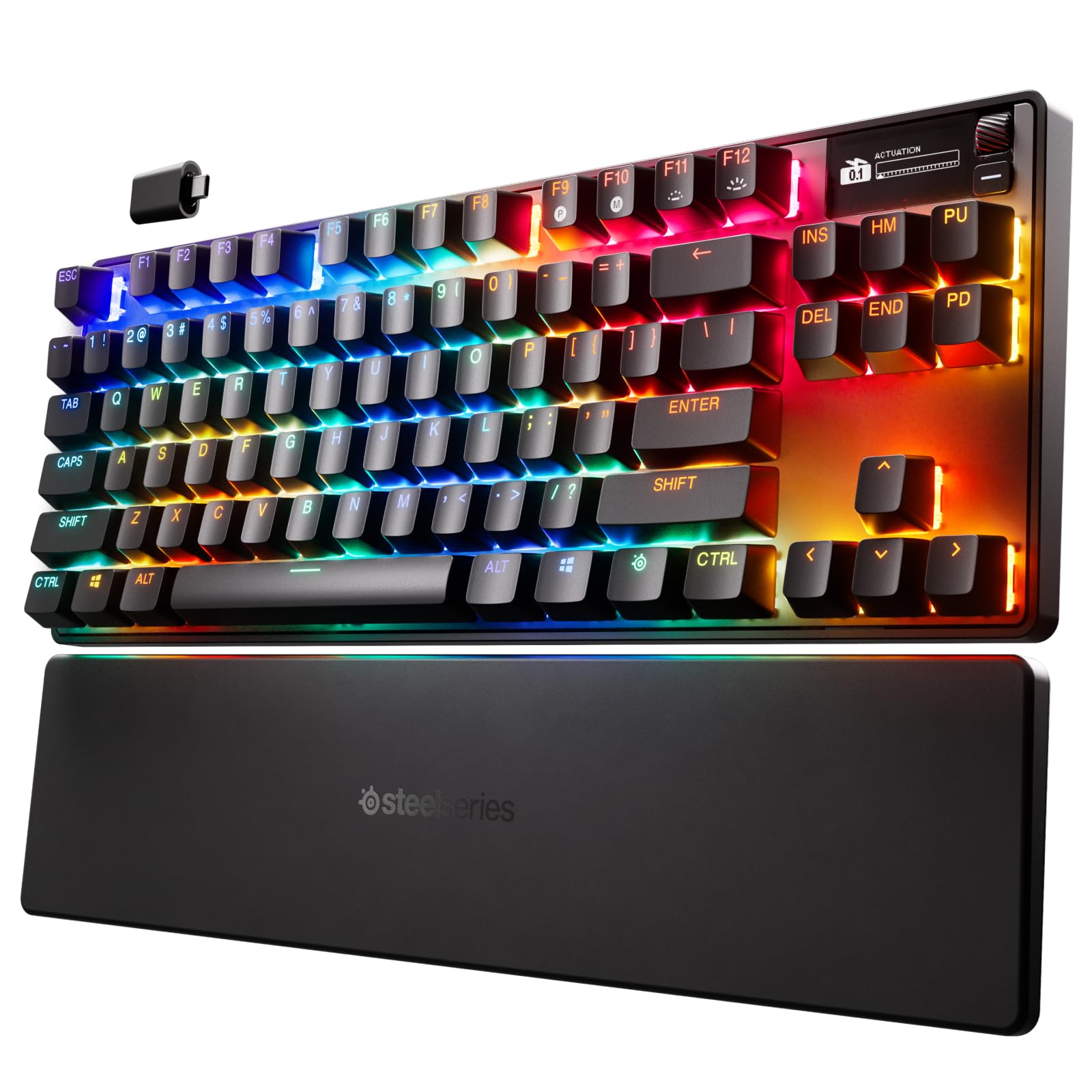 SteelSeries Apex Pro TKL Wireless Gen 3 (2025) - HyperMagnetic Wireless Gaming Keyboard - قابلیت فشار قابل تنظیم - میزان فعال سازی سریع - حالت محافظت - فشار سریع / SOCD - طرح صفحه کلید QWERTY آمریکایی - صفحه کلید بازی TKL Apex Pro TKL Gen 3 بی‌سیم