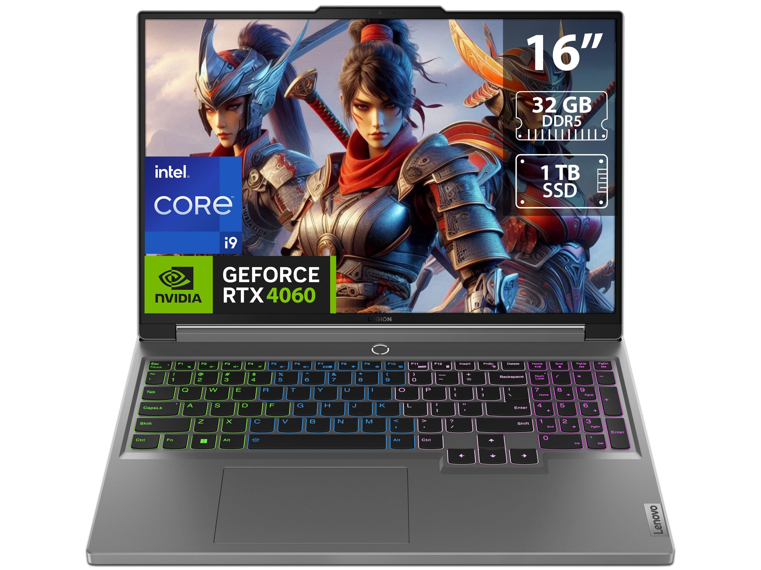 لپ تاپ بازی لنوو Legion 5 16IRX9، عملکرد بهبود یافته توسط تراشه LA1 هوش مصنوعی، صفحه نمایش ۱۶ اینچی WQXGA با رزولوشن ۲۵۶۰x۱۶۰۰ و نرخ تازه‌سازی ۱۶۵Hz، پردازنده Intel® Core™ i9-14900HX، ۳۲GB RAM DDR5، ۱TB حافظه داخلی SSD، کارت گرافیک NVIDIA® RTX™ 4060 با ظرفیت ۸GB، ویندوز ۱۱ Home - رنگ خاکستری لونا