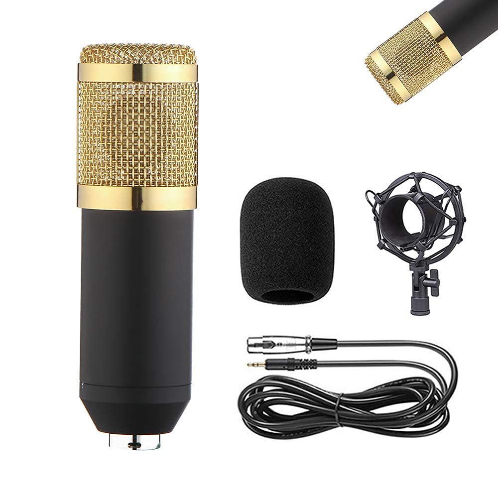 میکروفون کاندنسر EDFGVDFSS مدل BM-800، مجموعه‌ای شامل میکروفون بازی، میکروفون پادکست و میکروفون کامپیوتر با قابلیت اتصال به 3.5 میلی‌متر، همراه با میکروفون قابل تنظیم، حلقه ضد شوک، برای ضبط و پخش استودیویی.