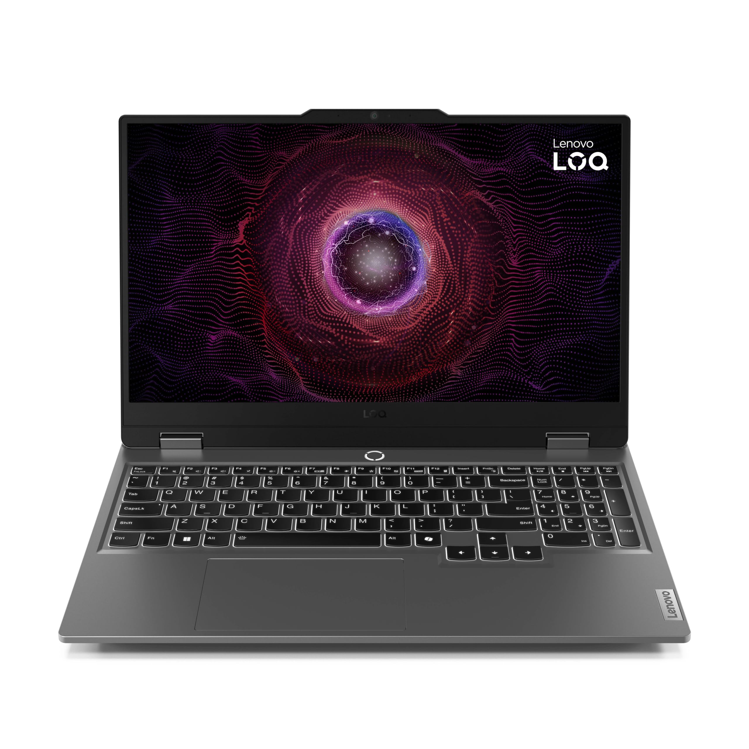 لپ تاپ بازی لنوو Lenovo LOQ 15ARP9 با چیپ LA1، صفحه نمایش 15.6 اینچی FHD (1920x1080) با نرخ تازه‌سازی 144Hz، پردازنده AMD Ryzen 7 7435HS، 16 گیگابایت رم DDR5، 1 ترابایت حافظه‌ی جامد اس‌اس‌دی، کارت گرافیک NVDIA RTX 4070 با حافظه 8 گیگابایت، رنگ سفید با صفحه کلید انگلیسی، ویندوز ۱۱ (Luna Grey) + پد خنک کننده‌ی RGB NCTS رایگان
