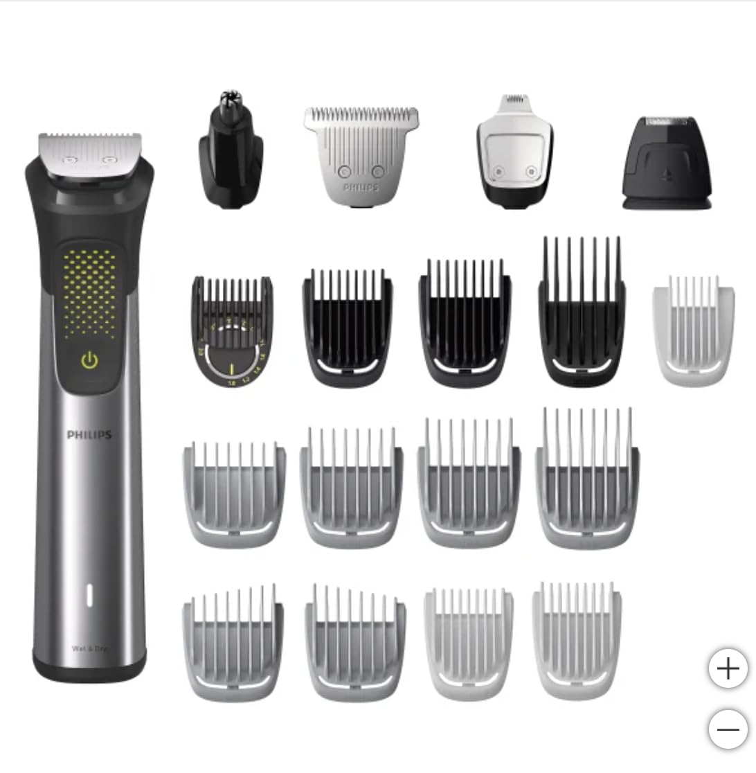 Philips Series 9000 همه در یک تریمر - مجموعه ۲۲ تکه ابزار مردانه برای تنظیم دقیق ریش ، بدن ، صورت ، بینی و گوش با کیس سفر - MG9560/28